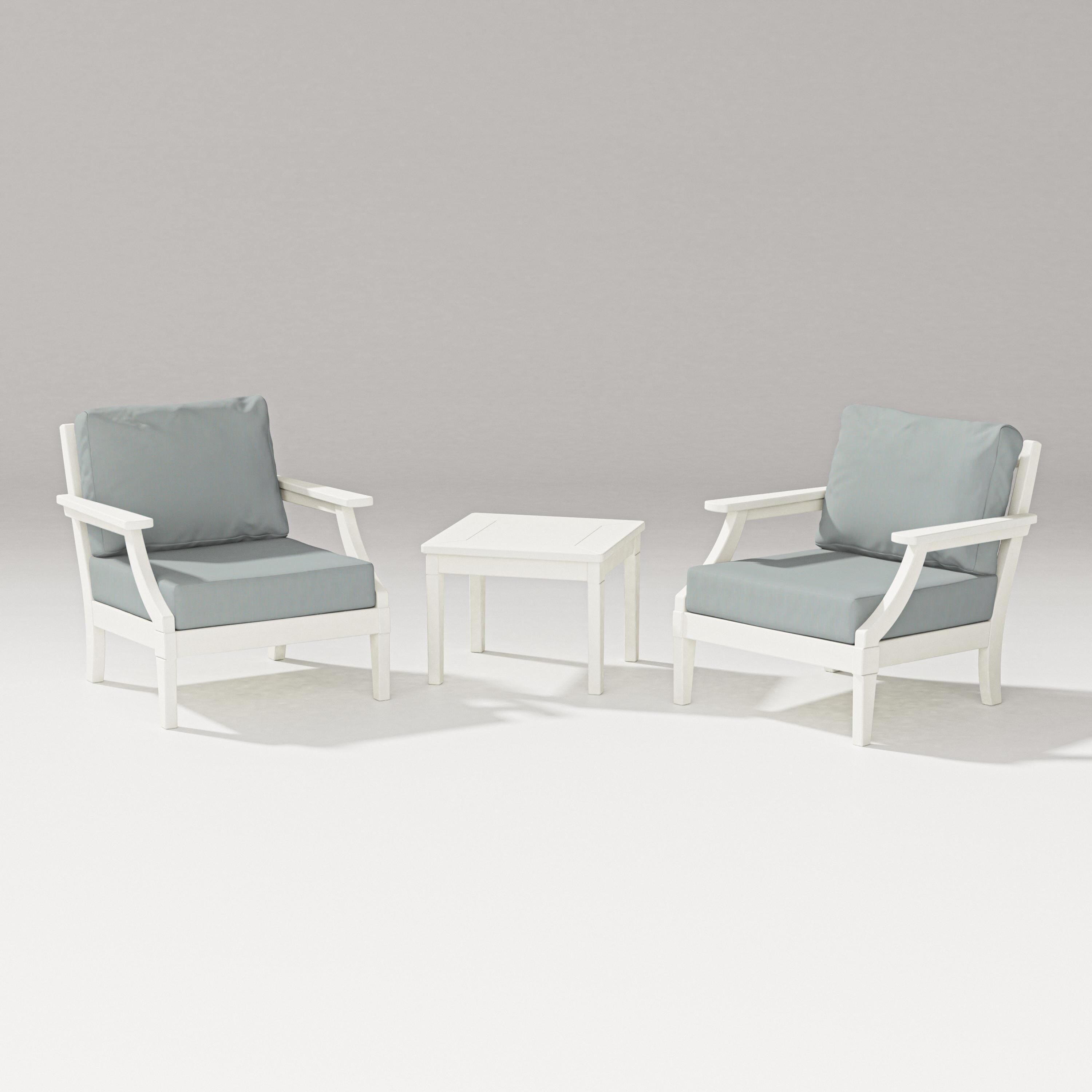 PW Designer Series Estate 3-Piece Lounge Chair Set in Vintage White / Spa