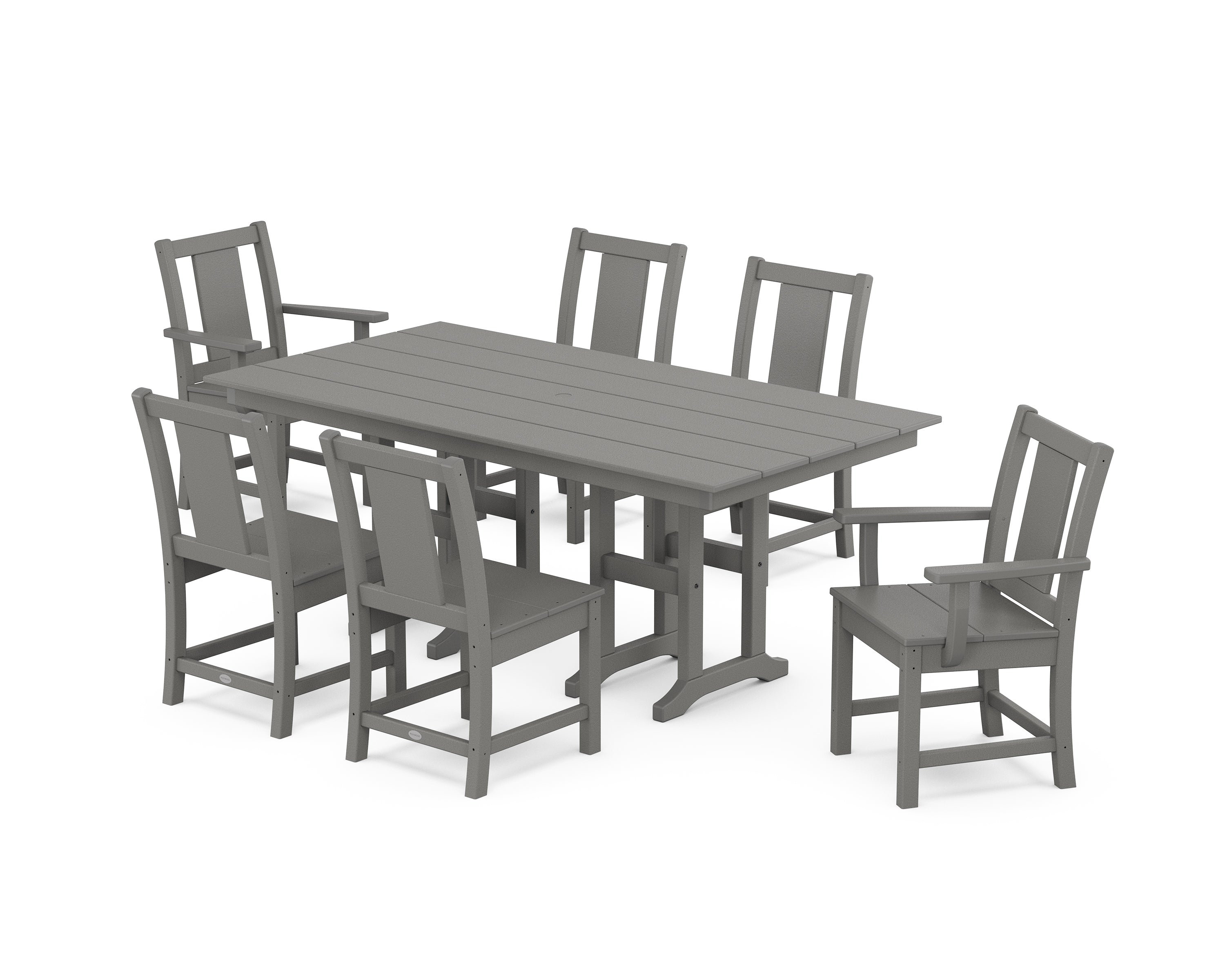 POLYWOOD Prairie 7-Piece Farmhouse Dining Set in Slate Grey