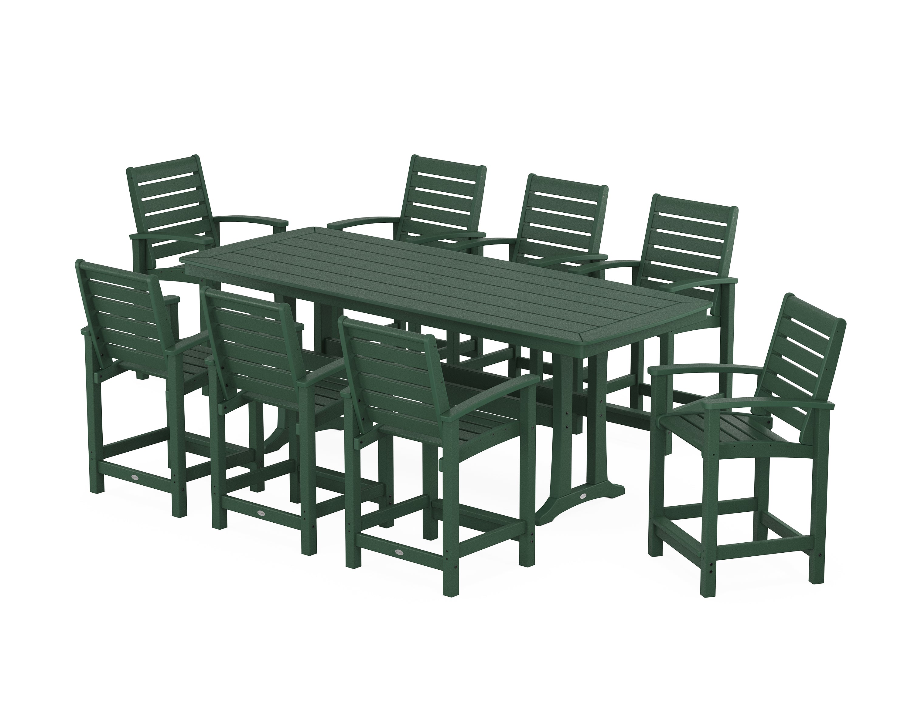 POLYWOOD Signature 9-Piece Counter Set with Trestle Legs in Green