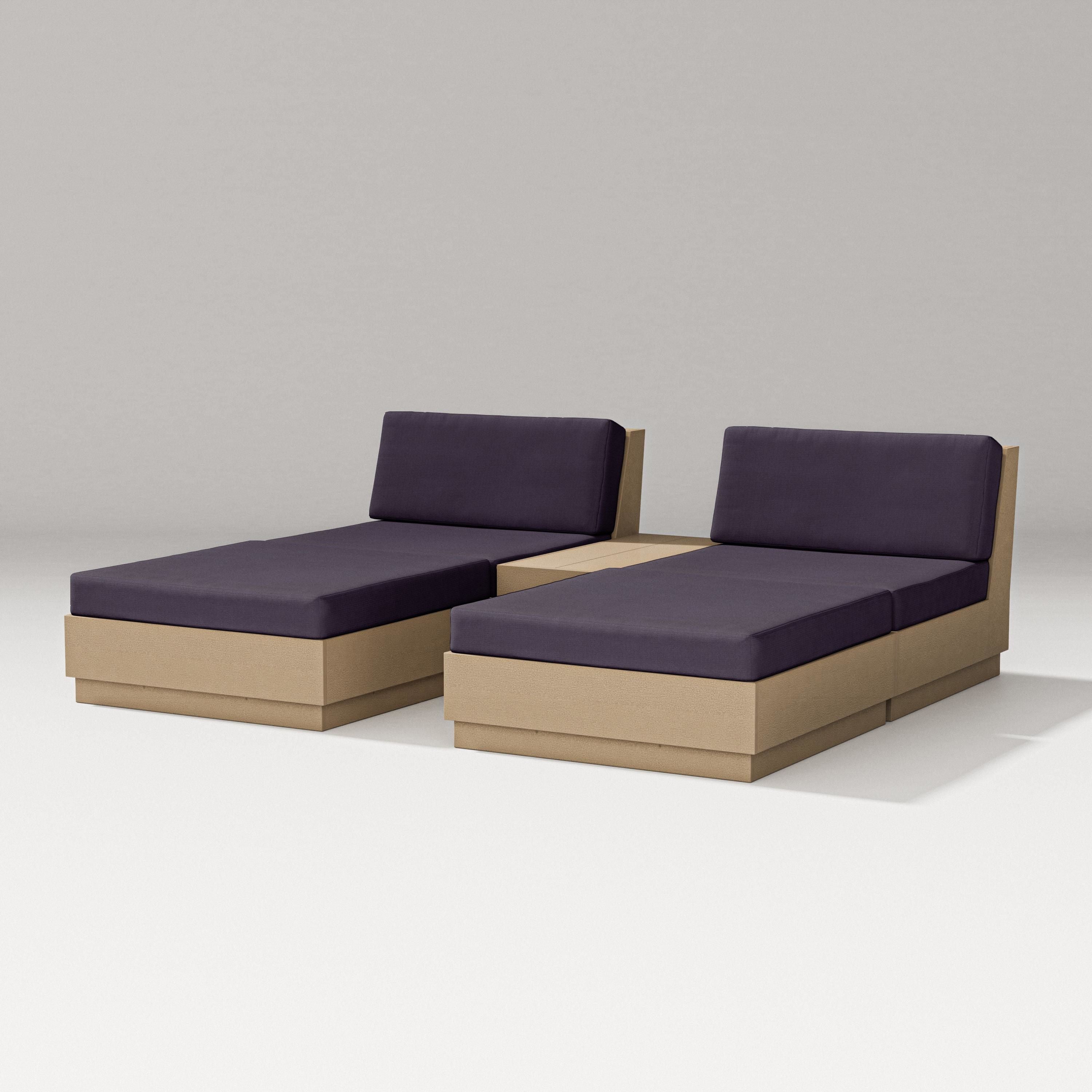 PW Designer Series Elevate Double Chaise Set in Vintage Sahara / Navy Linen