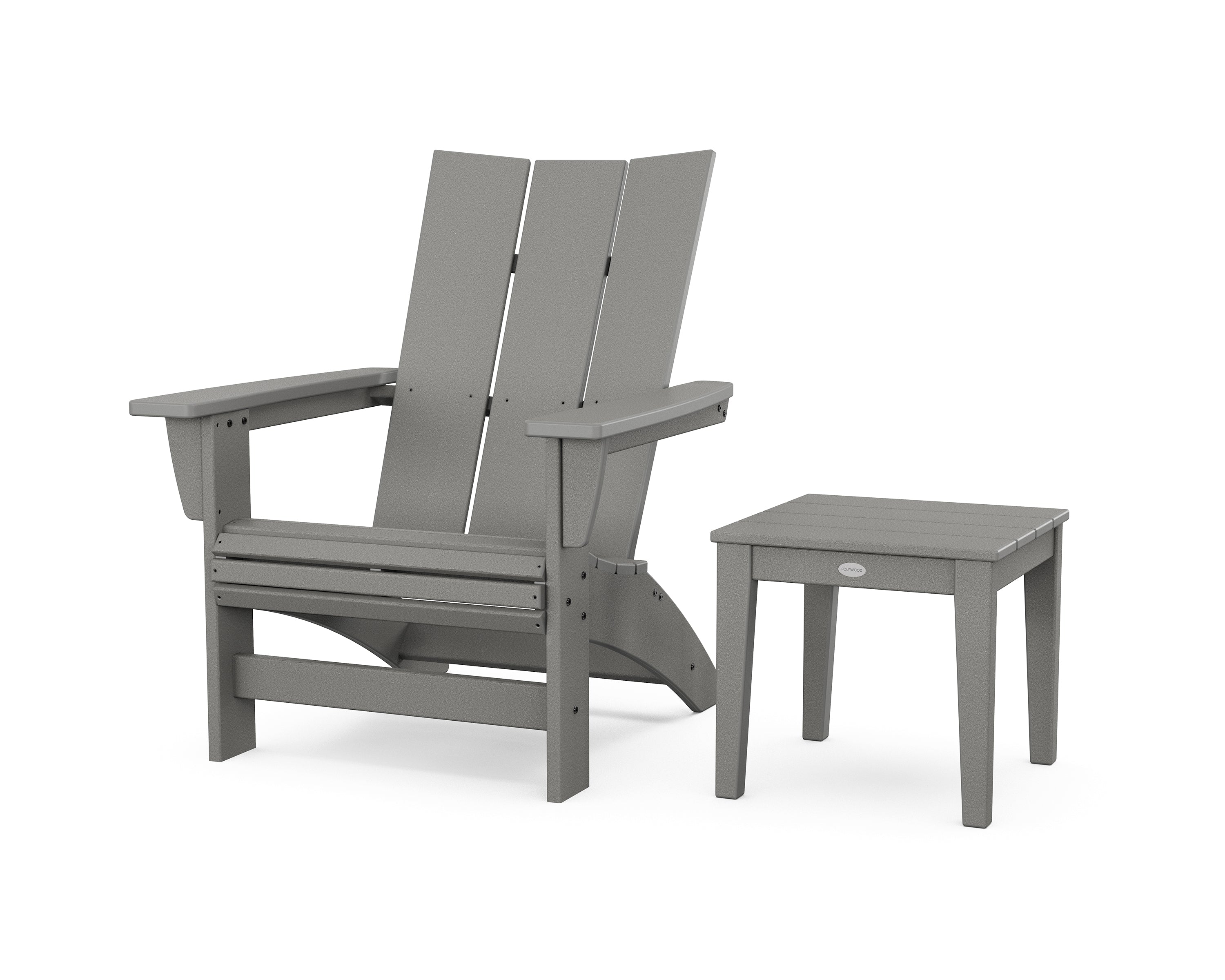 POLYWOOD® Modern Grand Adirondack Chair with Side Table in Slate Grey
