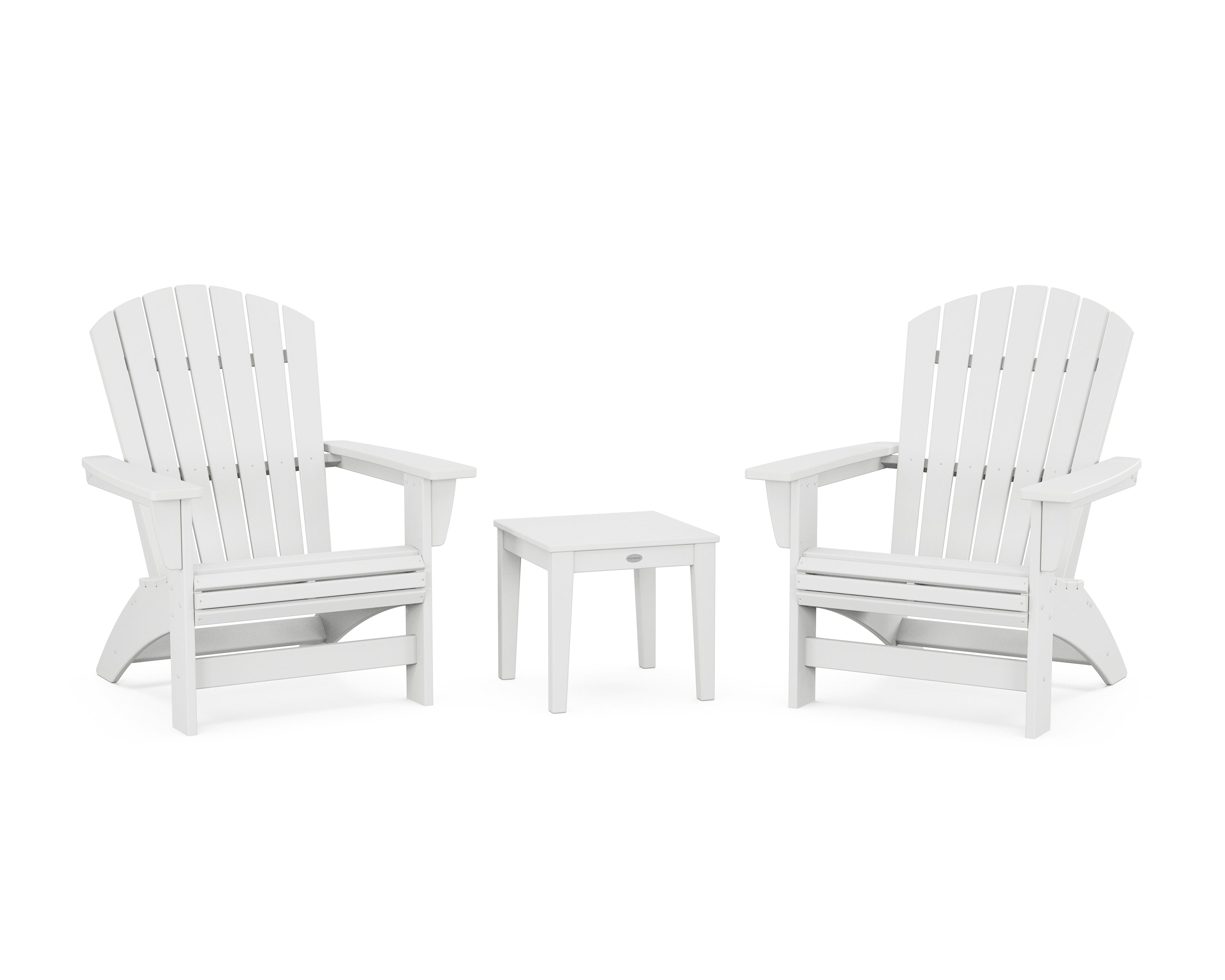 POLYWOOD 3-Piece Nautical Grand Adirondack Set in White