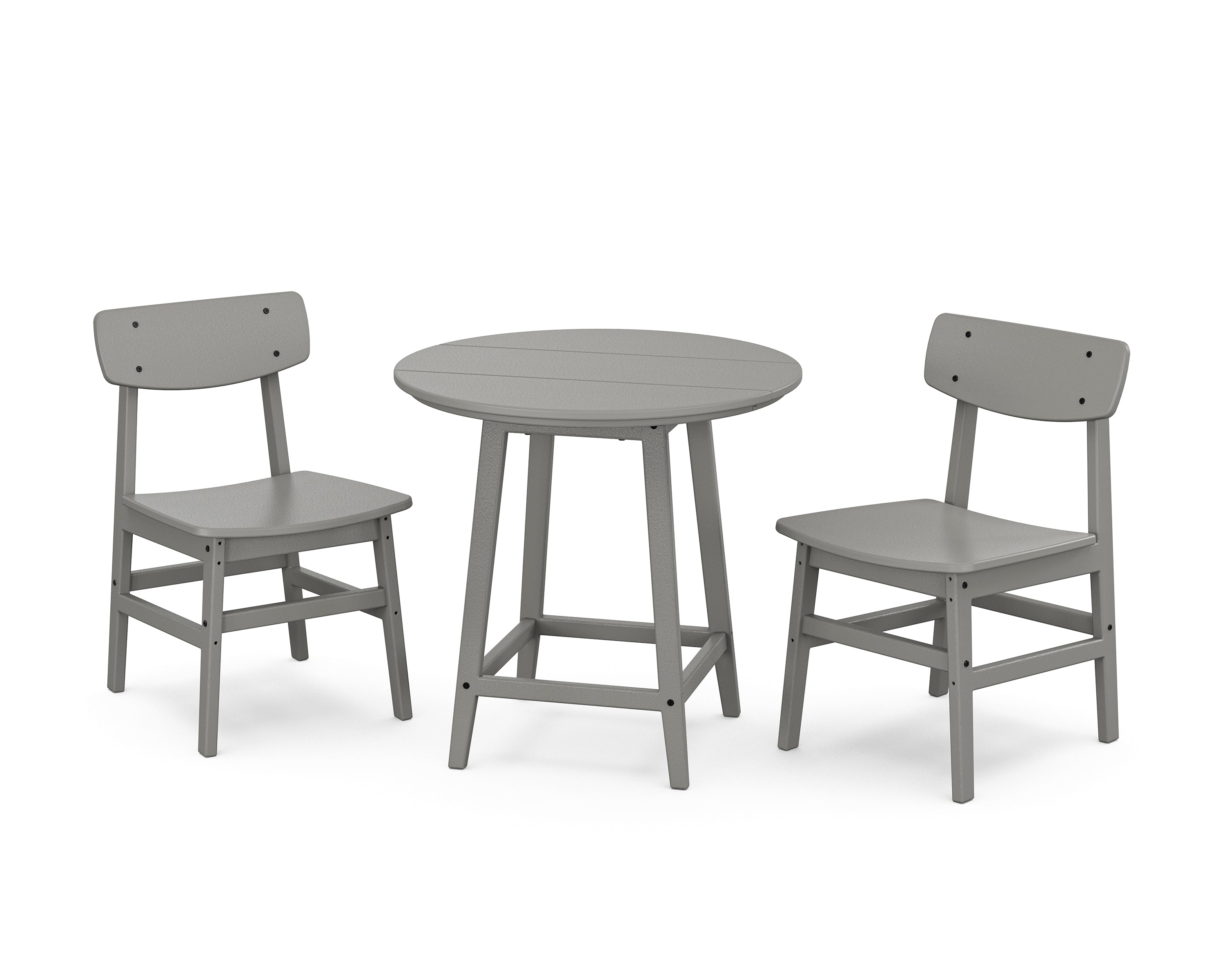 POLYWOOD Modern Studio Urban Chair 3-Piece Round Bistro Dining Set in Slate Grey