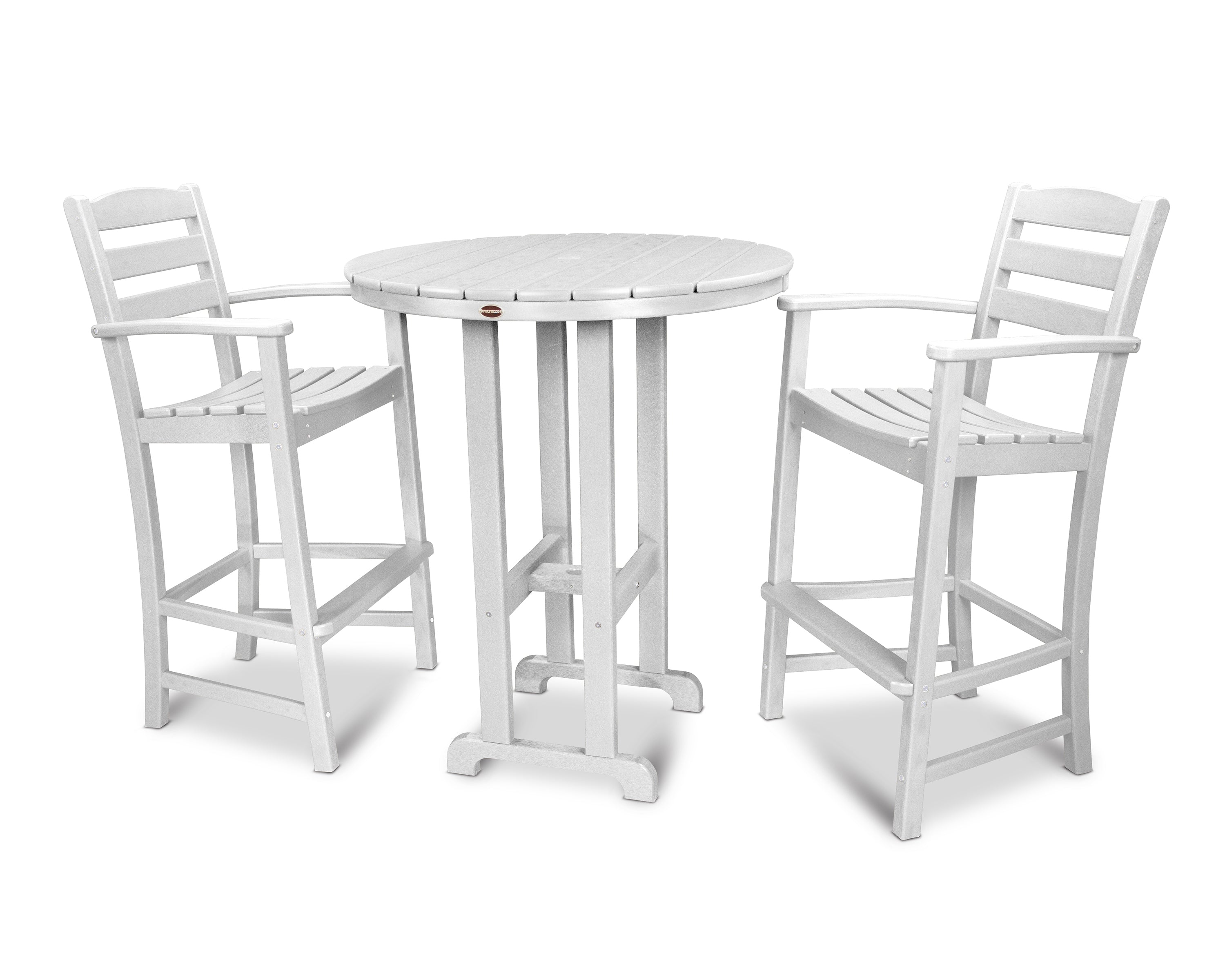 POLYWOOD® La Casa Café 3-Piece Round Farmhouse Bar Set in White