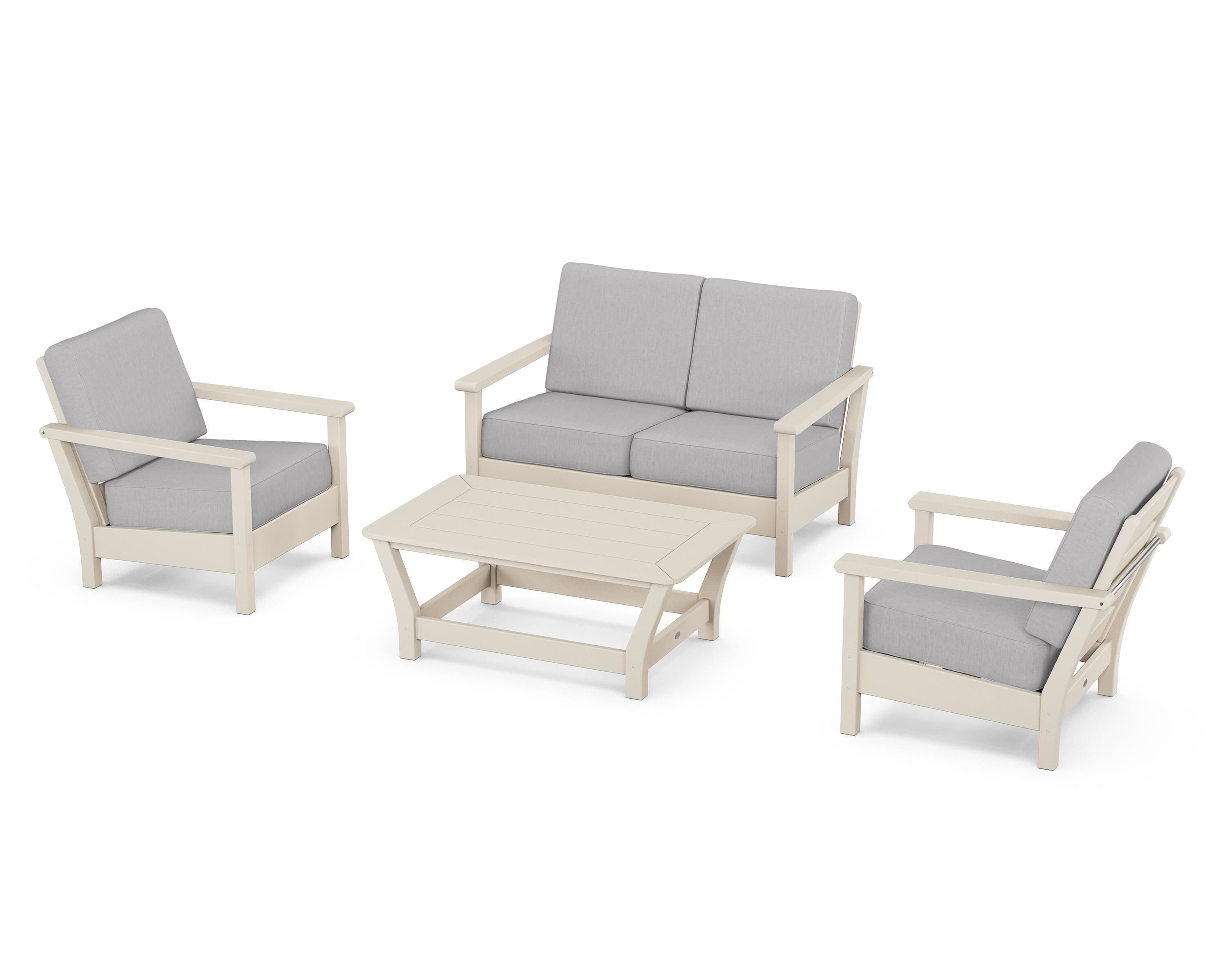 POLYWOOD Harbour 4-Piece Deep Seating Set in Sand / Granite