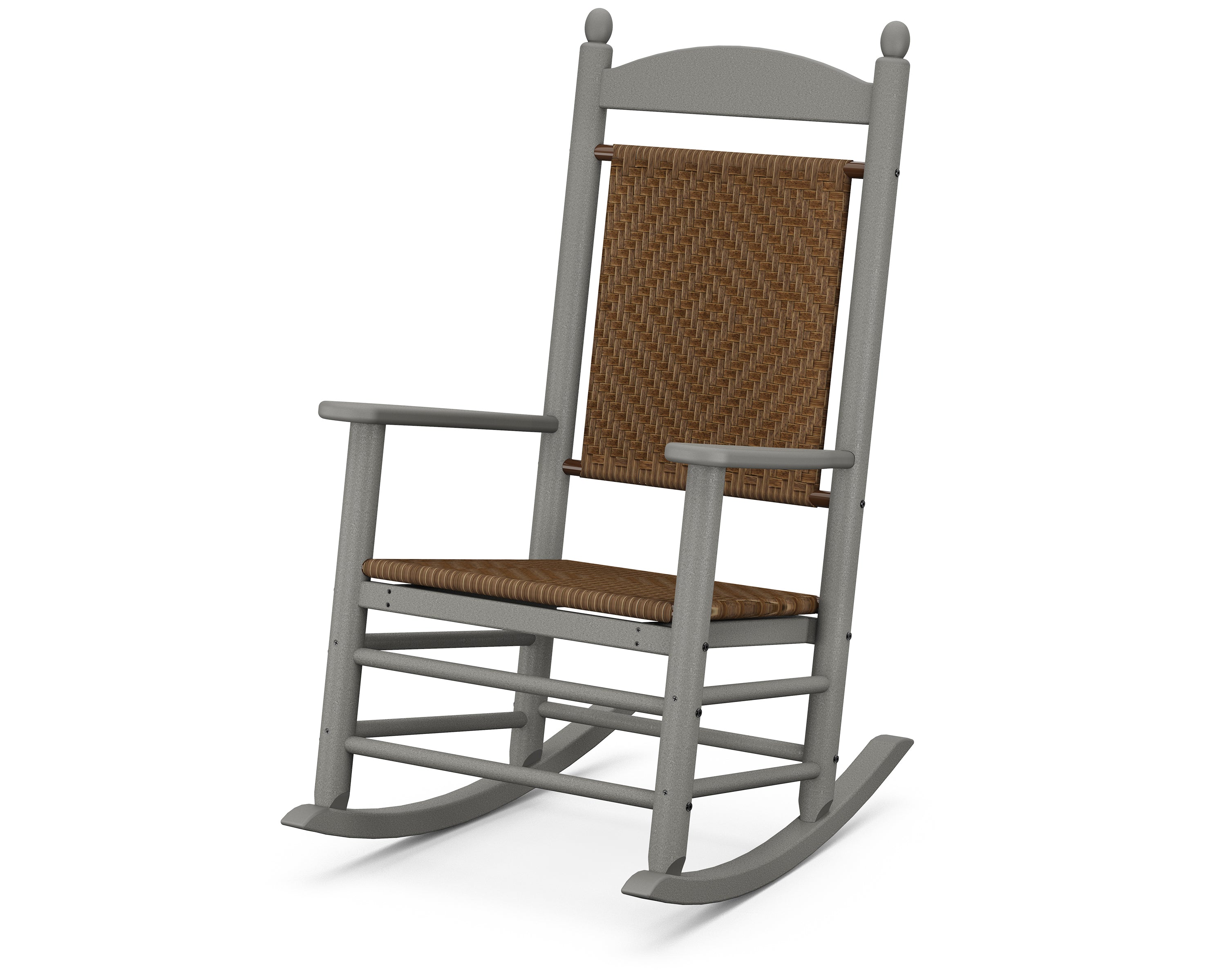 POLYWOOD Jefferson Woven Rocking Chair in Slate Grey / Tigerwood