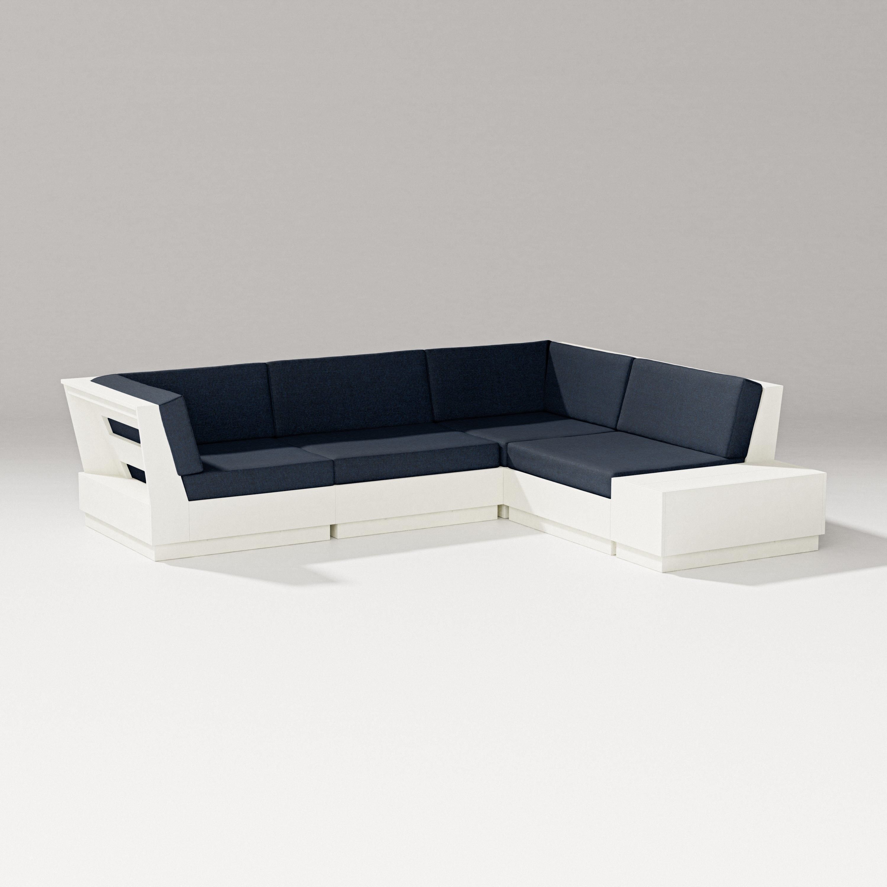 PW Designer Series Elevate Corner Sectional in Vintage White / Marine Indigo