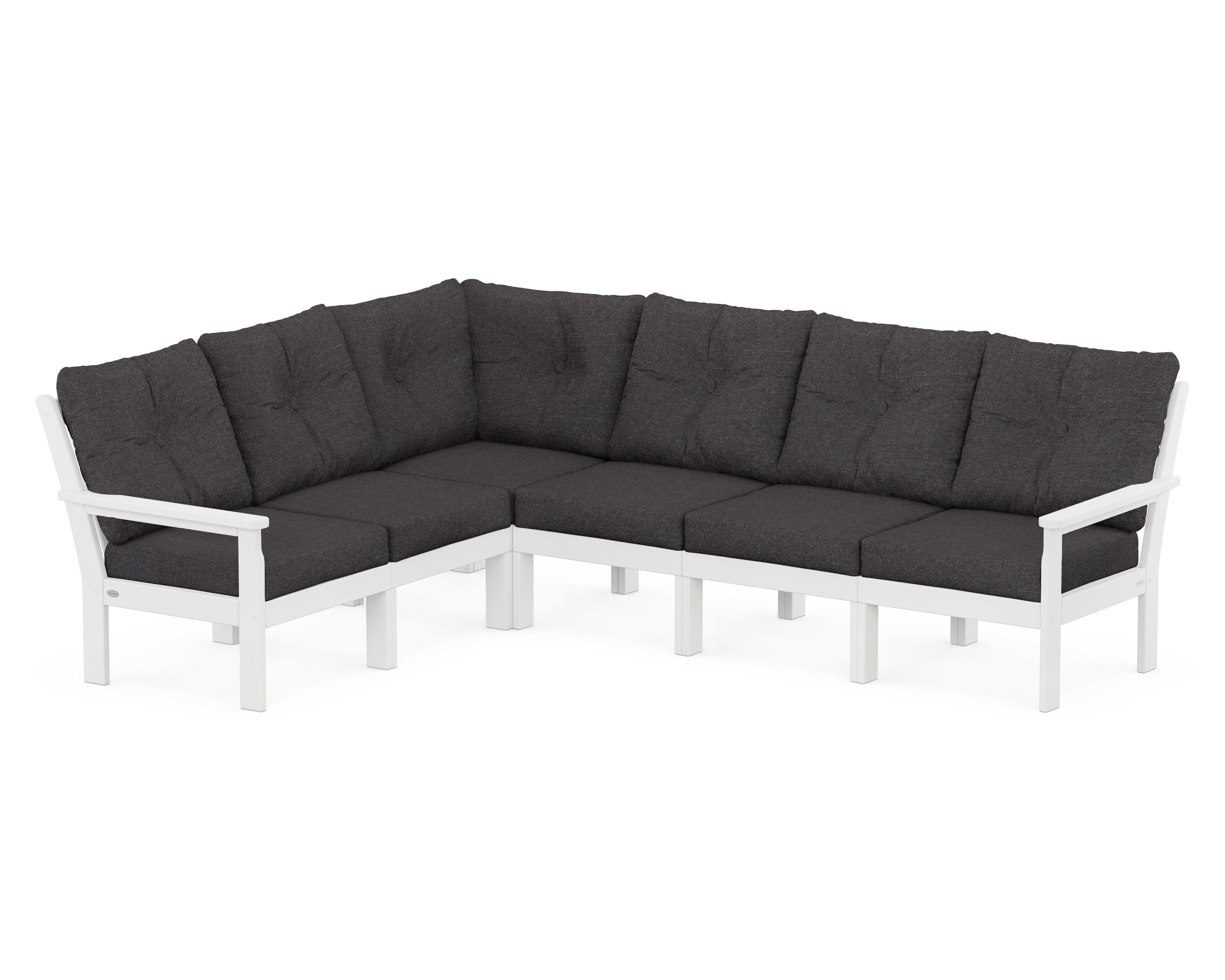 POLYWOOD Vineyard 6-Piece Sectional in White / Ash Charcoal
