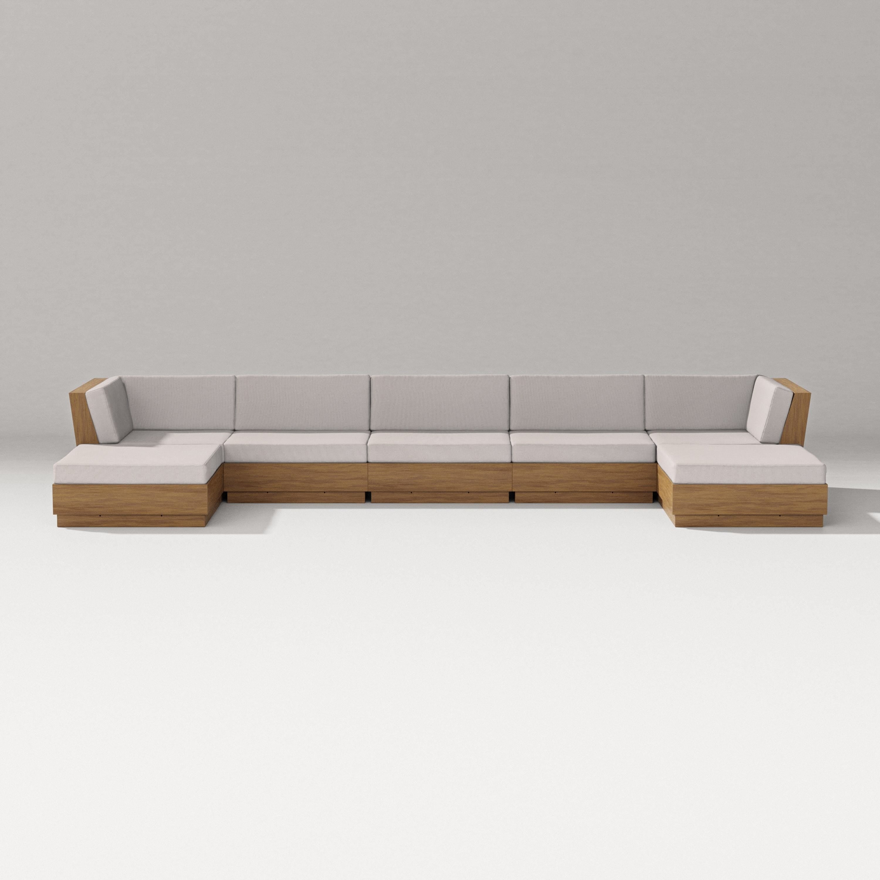 PW Designer Series Elevate 7-Piece Double Chaise Sectional in Natural / Dune Burlap