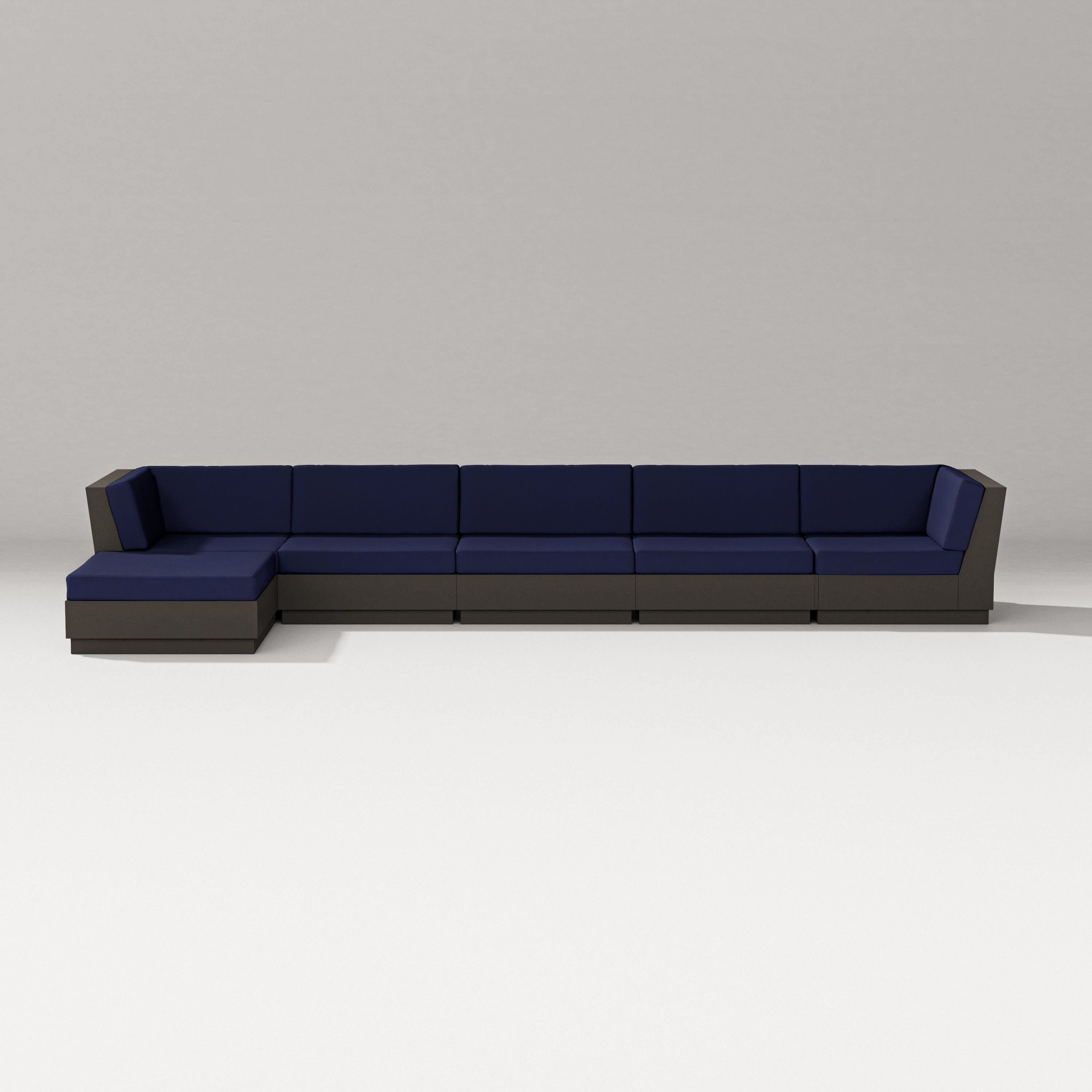 PW Designer Series Elevate 6-Piece Chaise Sectional in Vintage Coffee / Navy