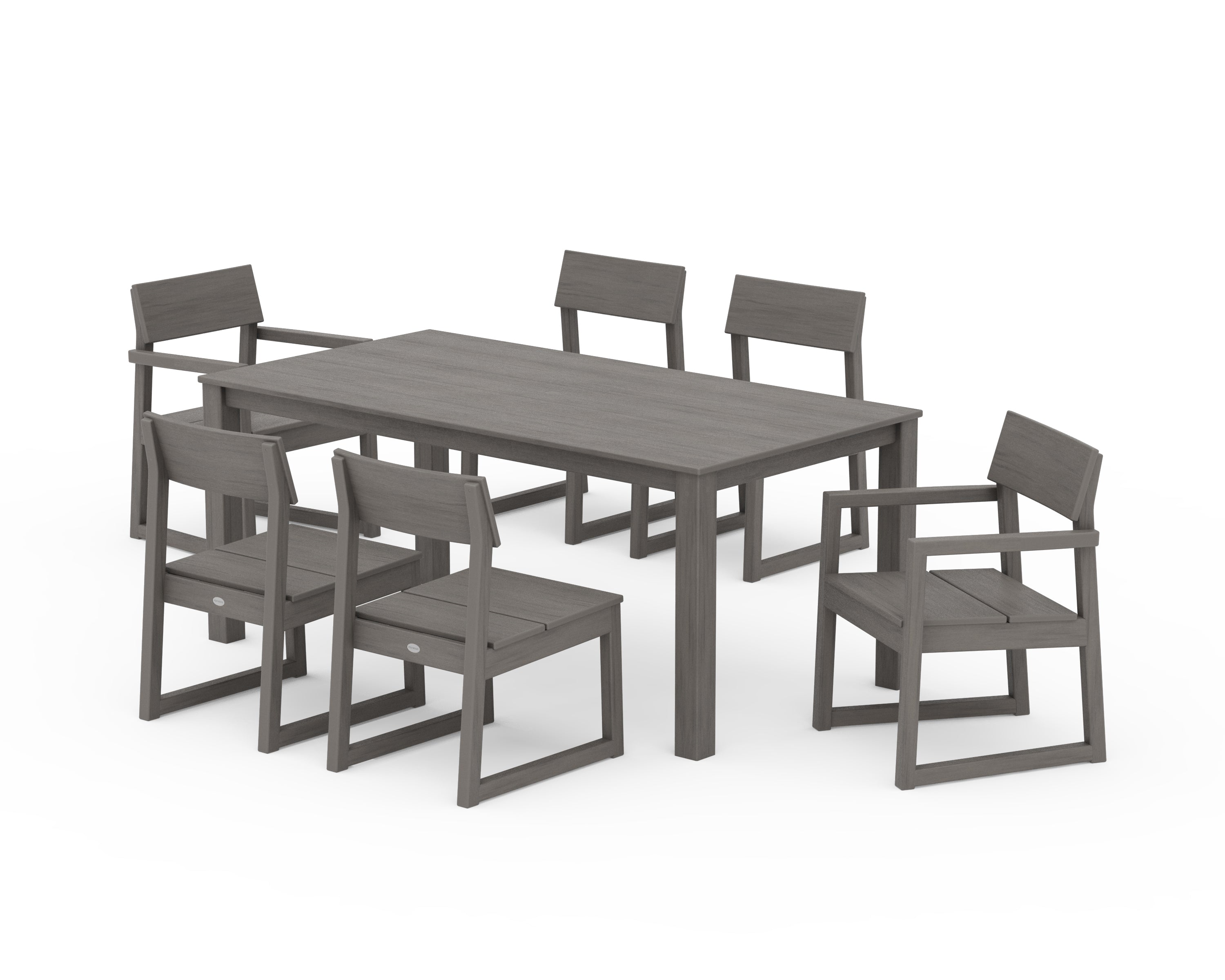 POLYWOOD EDGE 7-Piece Parsons Dining Set in Driftwood