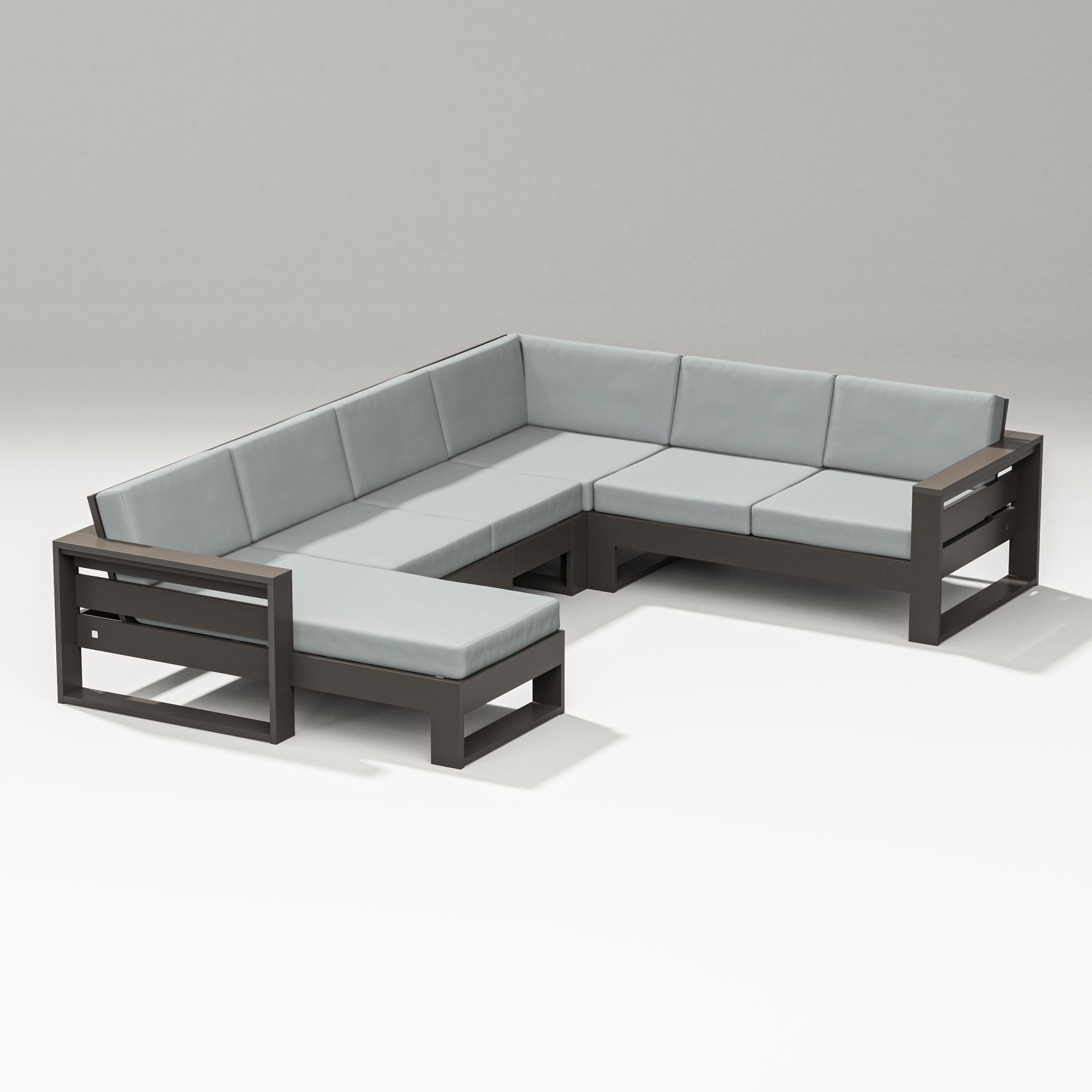 PW Designer Series Latitude Corner Sectional with Left Chaise in Vintage Coffee / Spa
