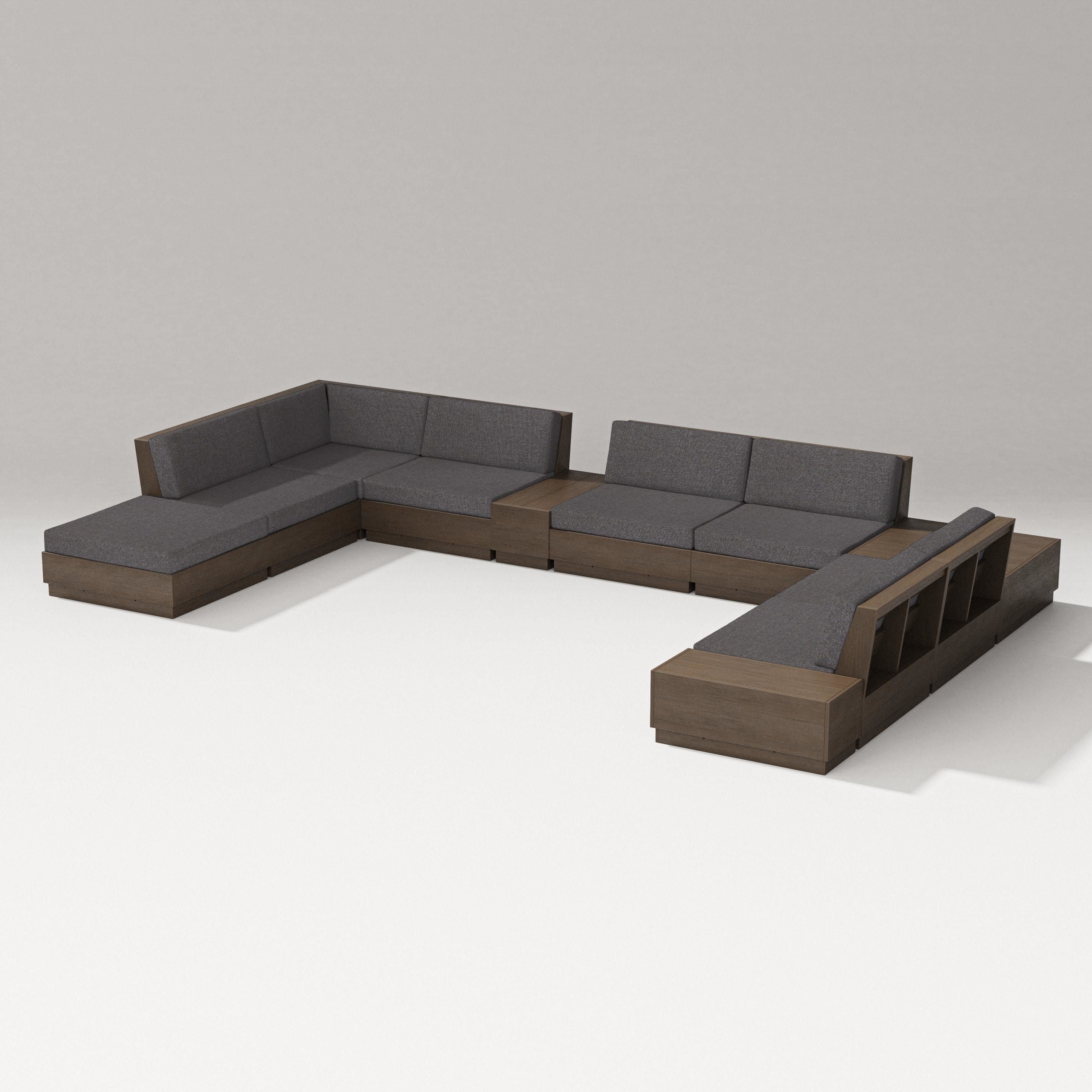 PW Designer Series Elevate 11-Piece Conversation Sectional Set in Kona / Ash Charcoal