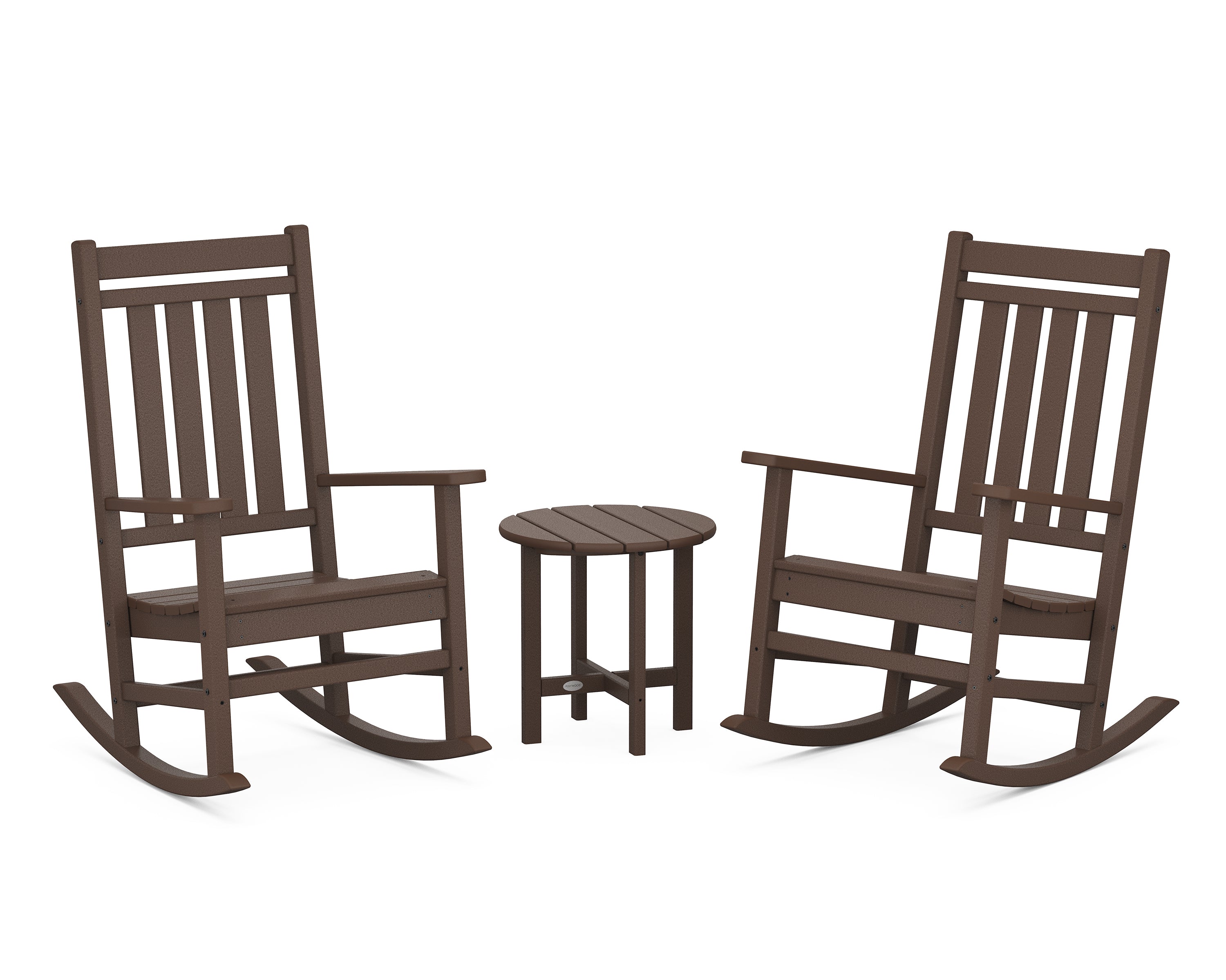 POLYWOOD Estate 3-Piece Rocking Chair Set in Mahogany