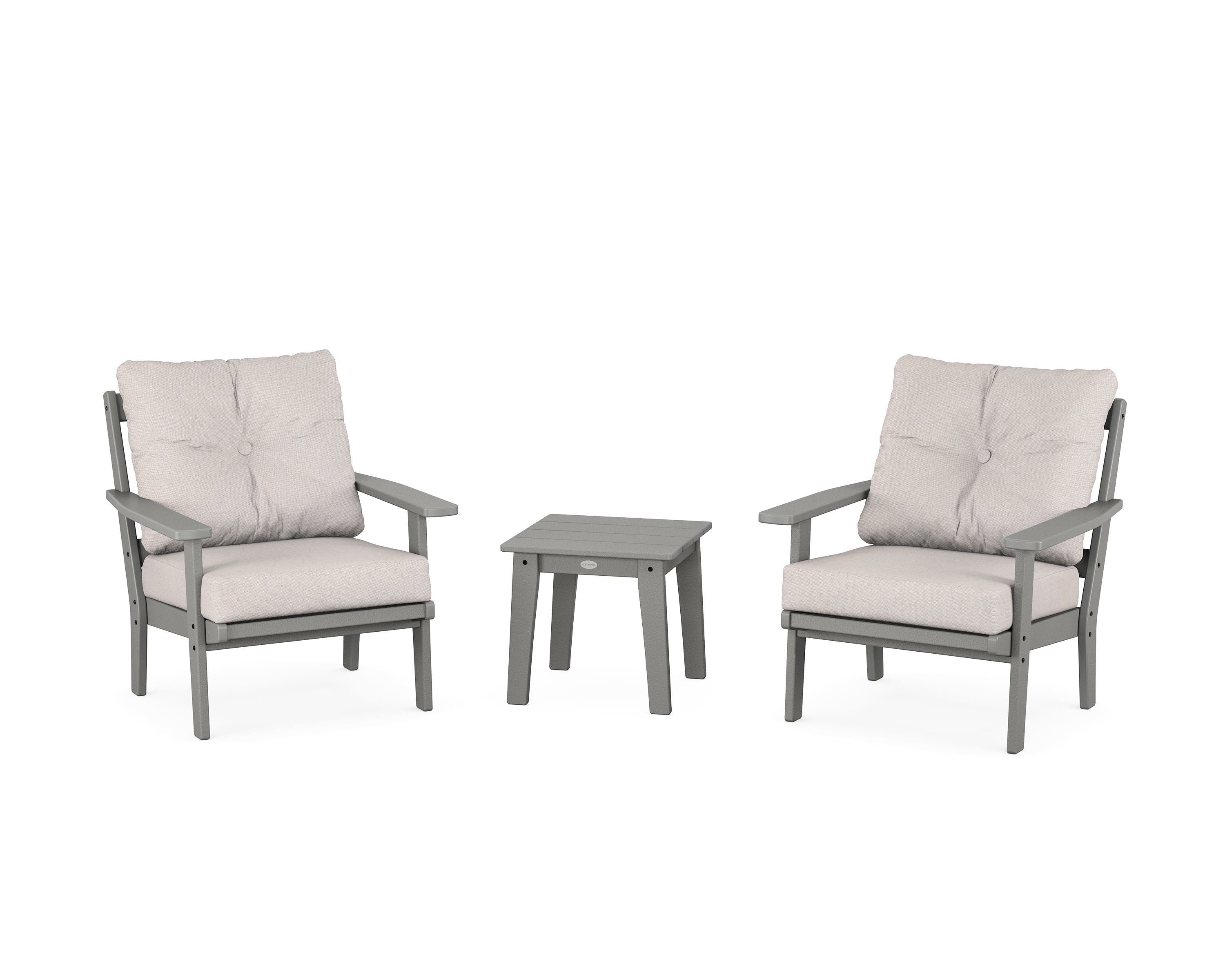 POLYWOOD Prairie 3-Piece Deep Seating Set in Slate Grey / Dune Burlap