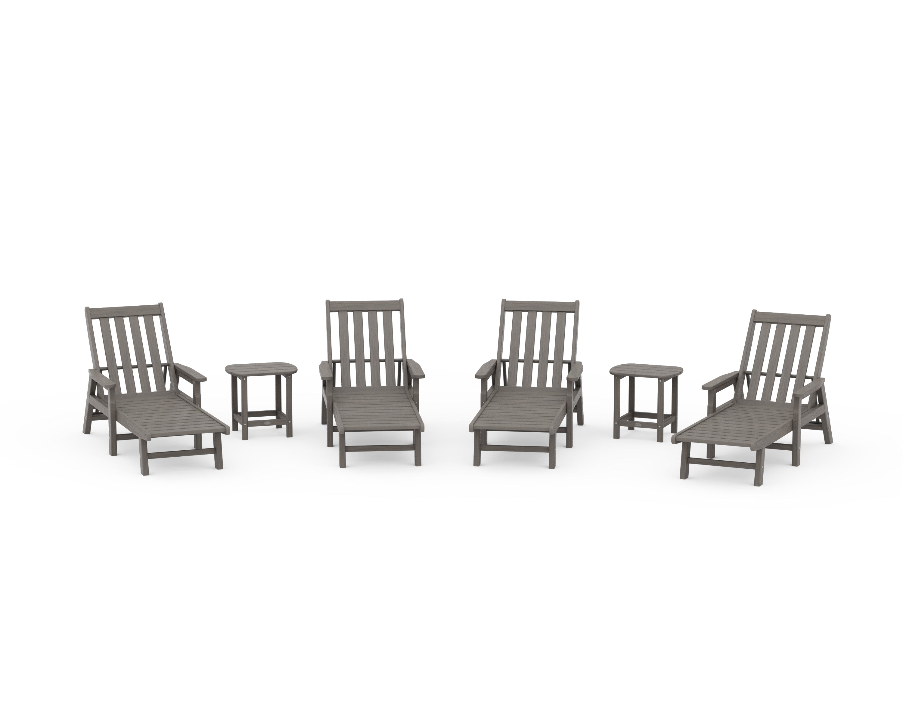 POLYWOOD Vineyard 6-Piece Chaise with Arms Set in Driftwood