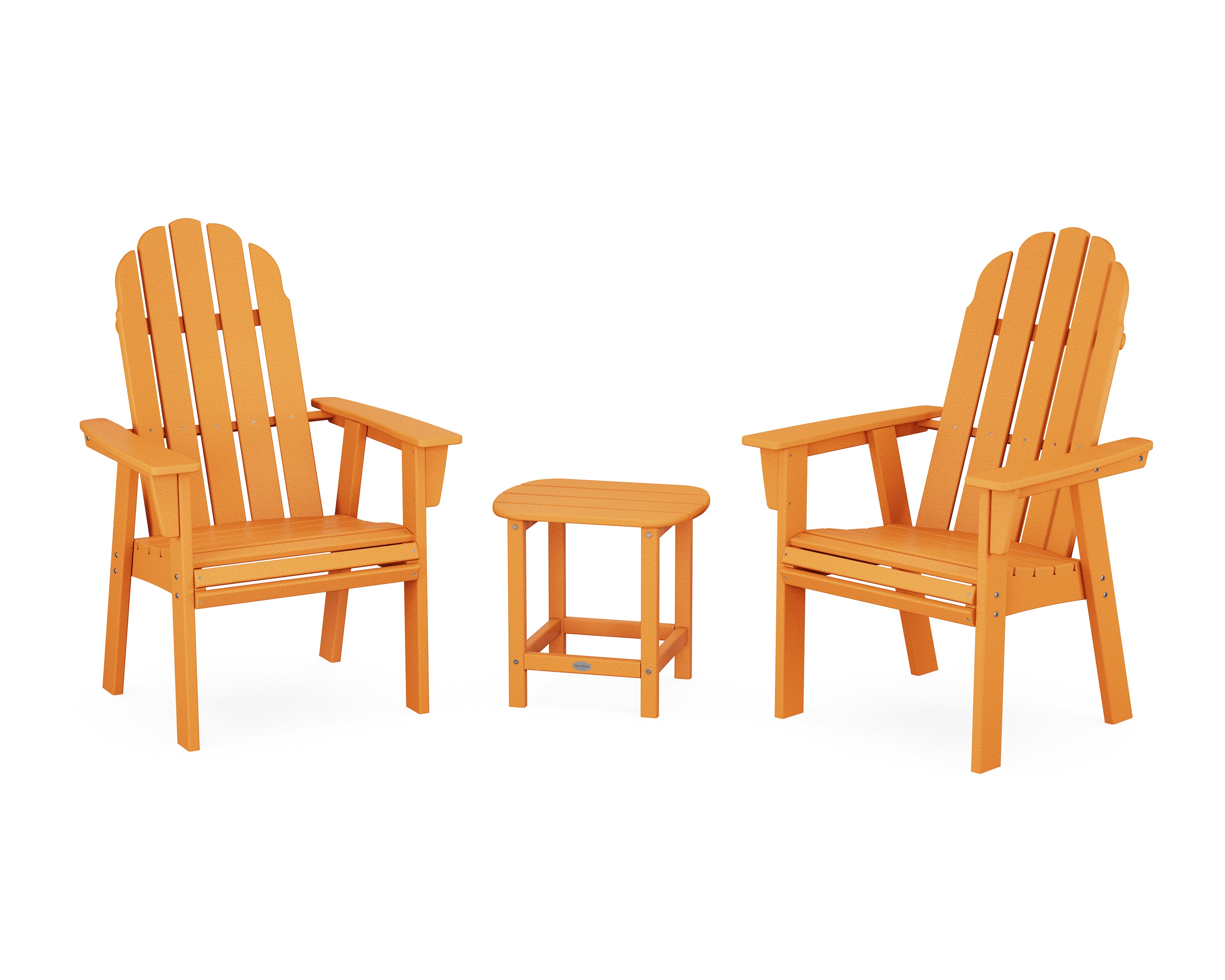 POLYWOOD Vineyard 3-Piece Curveback Upright Adirondack Chair Set in Tangerine