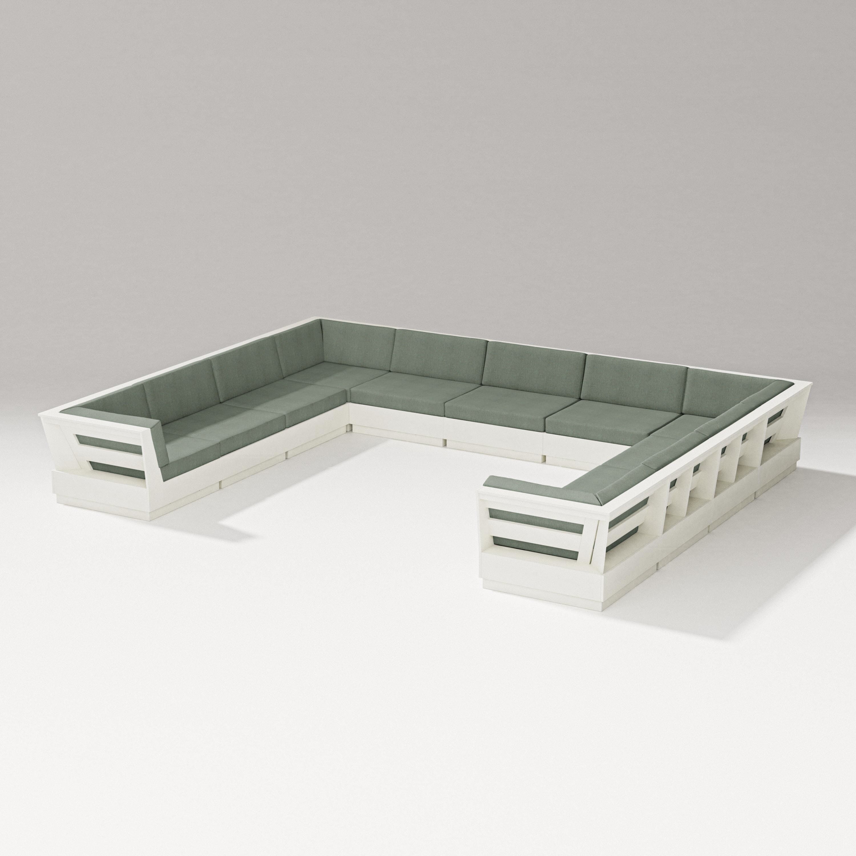 PW Designer Series Elevate Large U-Shaped Sectional in Vintage White / Cast Sage