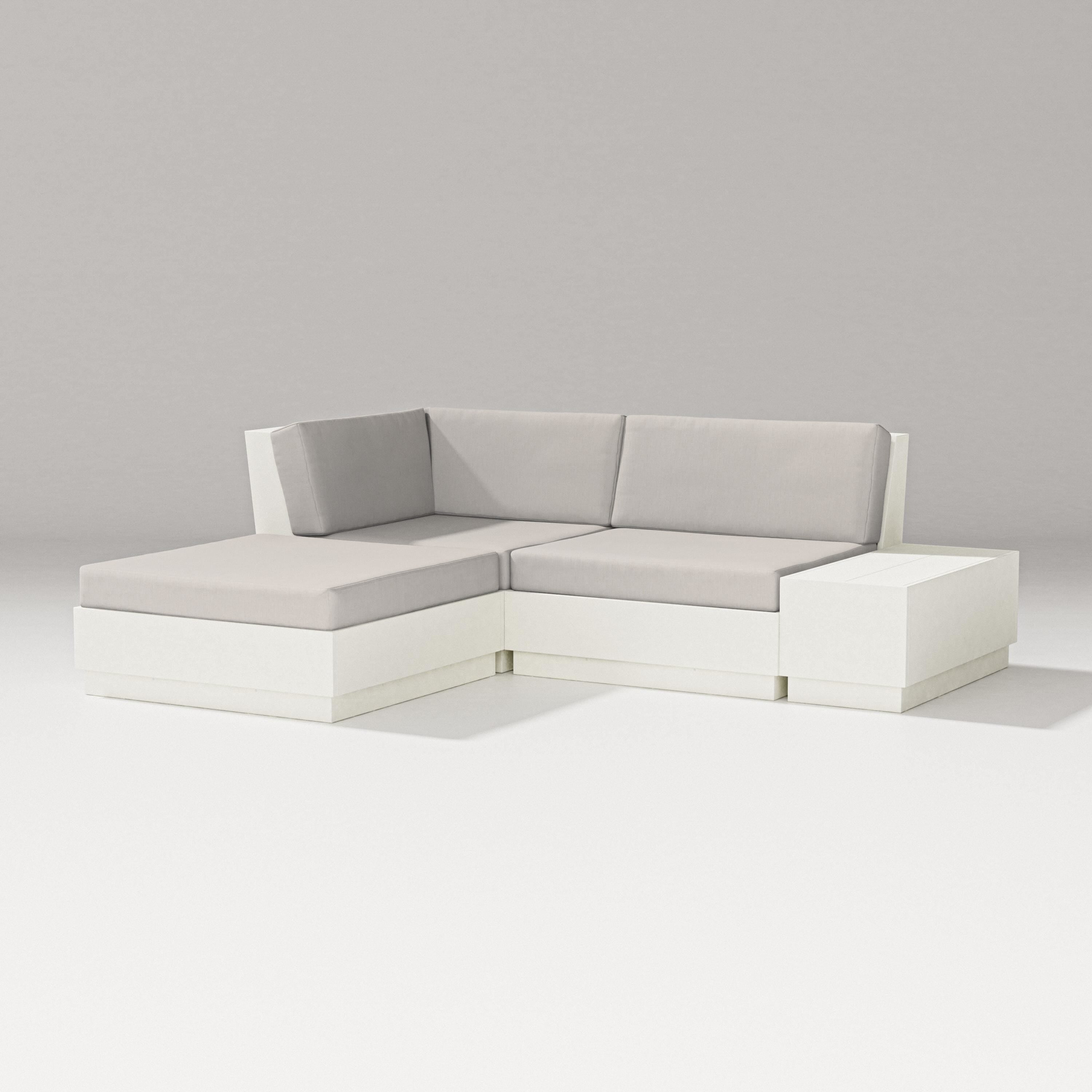 PW Designer Series Elevate Loveseat Sectional with Chaise in Vintage White / Cast Ash