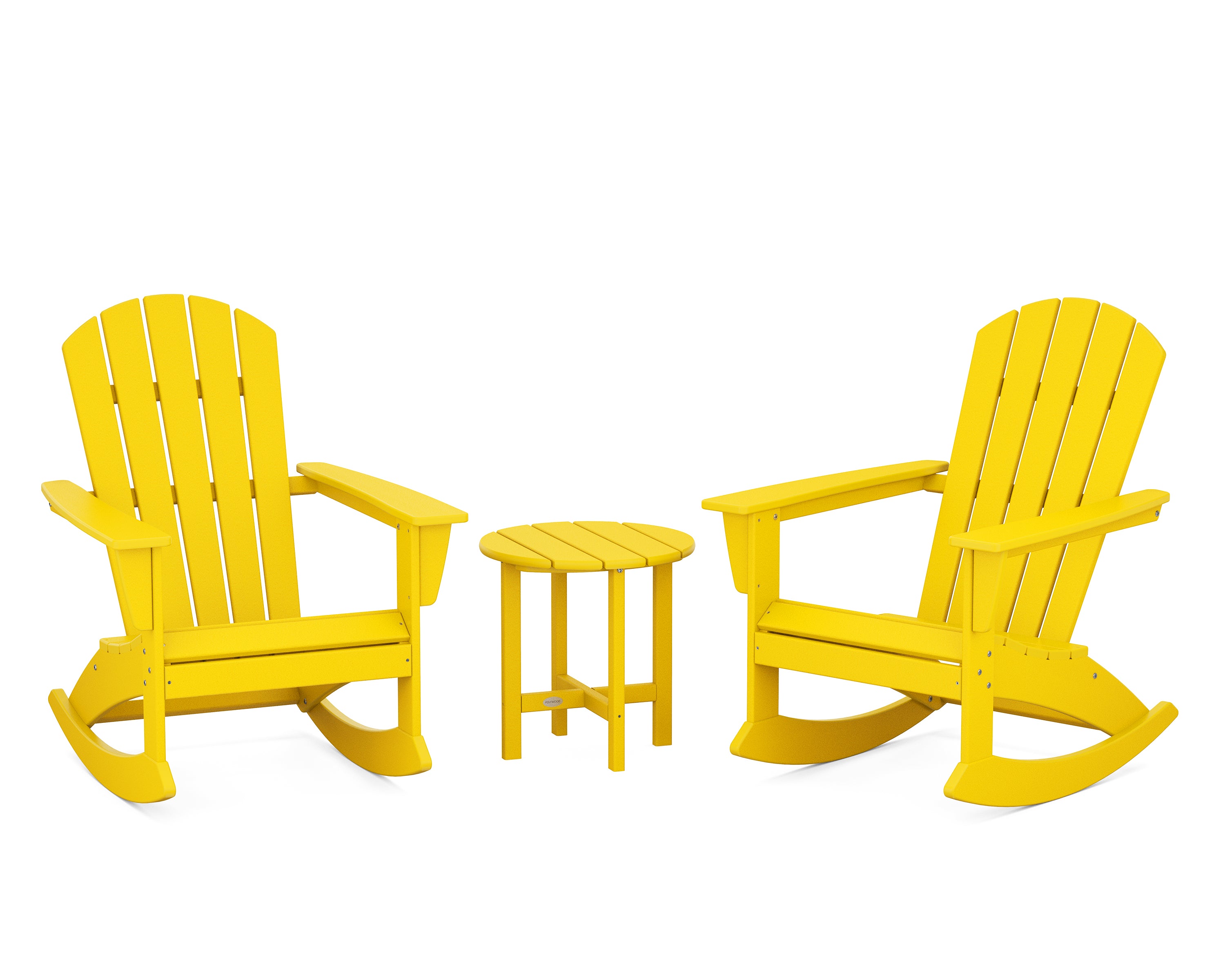 POLYWOOD Nautical 3-Piece Adirondack Rocking Chair Set in Lemon
