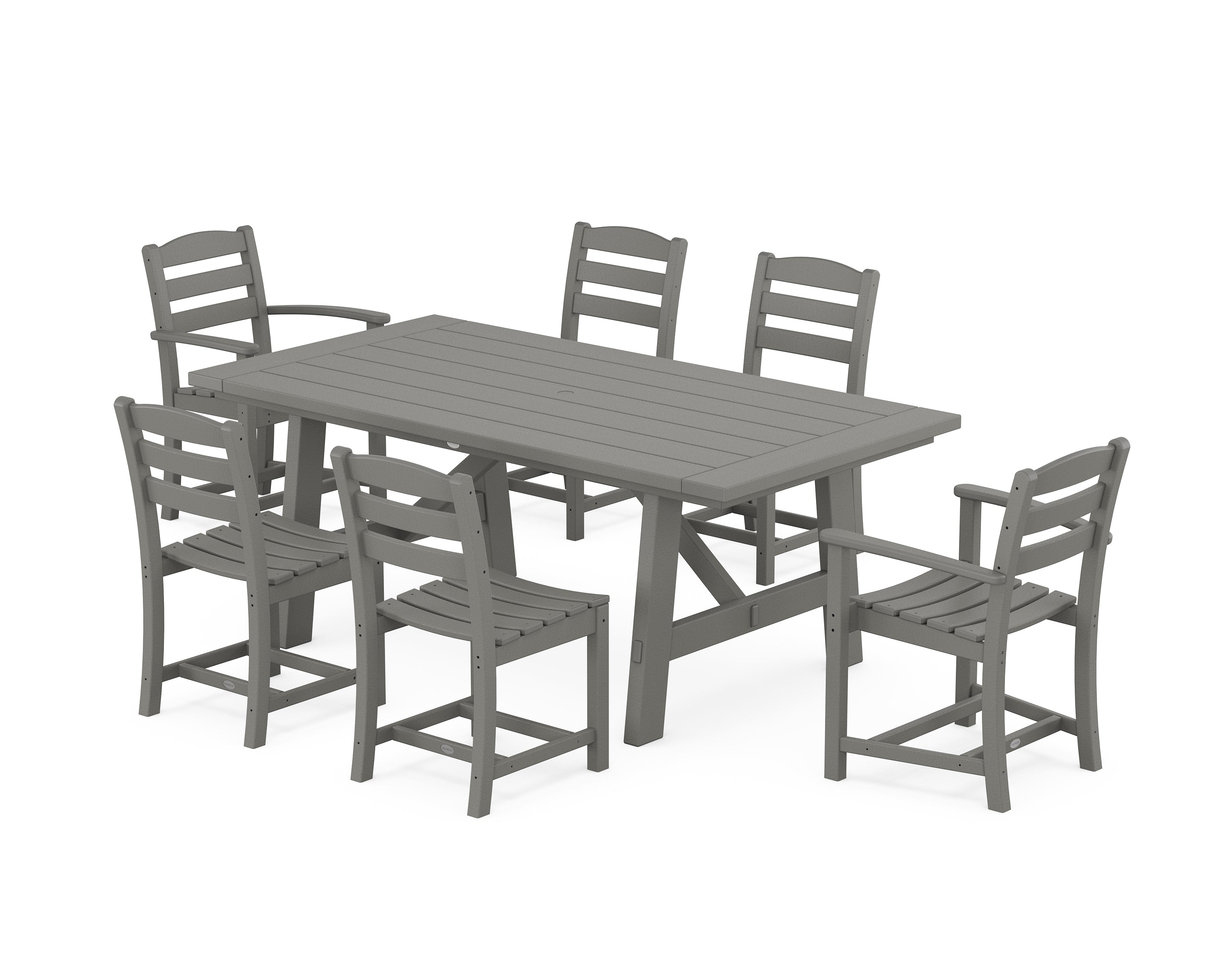 POLYWOOD La Casa Café 7-Piece Rustic Farmhouse Dining Set in Slate Grey