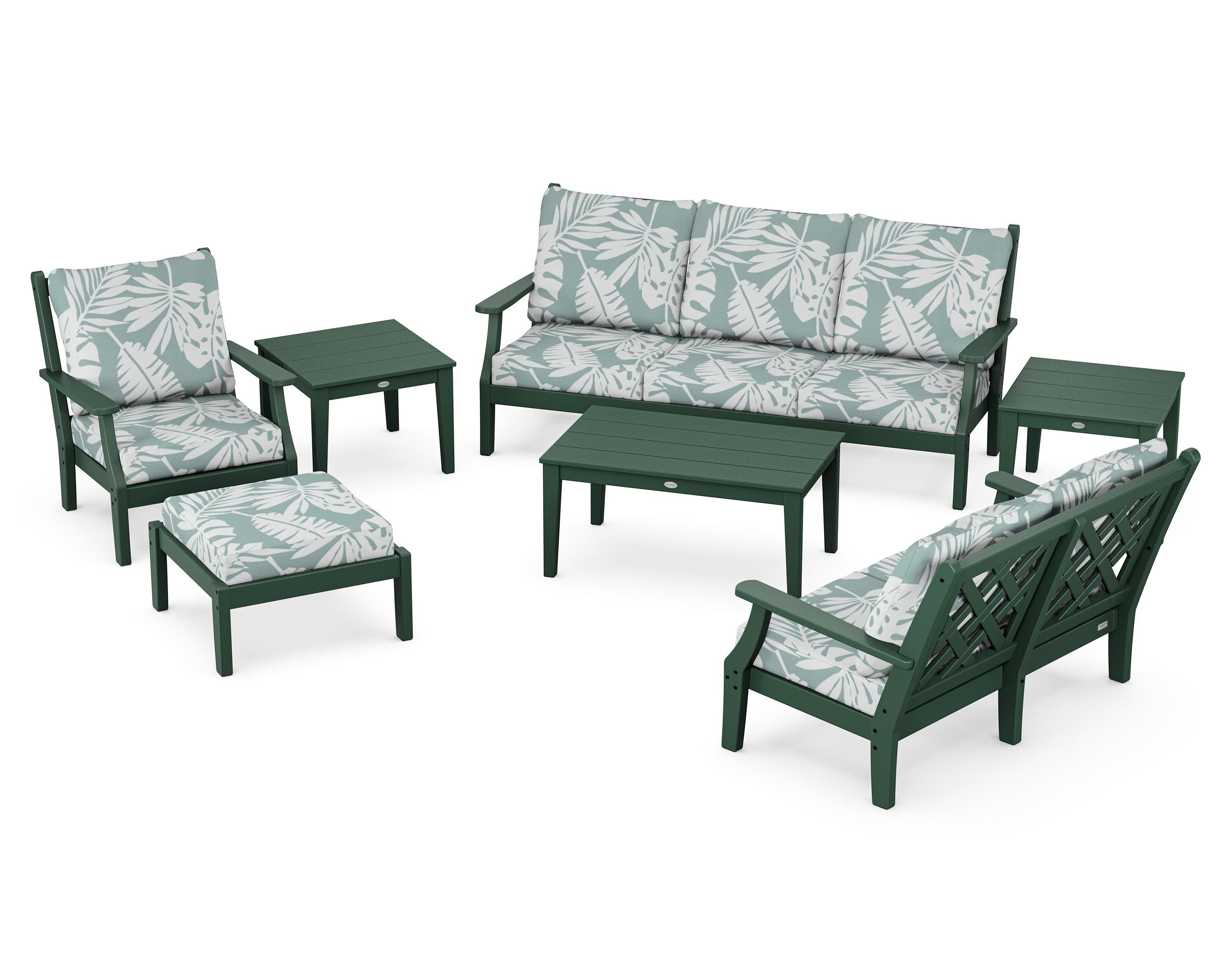 Country Living Wovendale 7-Piece Deep Seating Set in Green / Leaf Glacier Spa