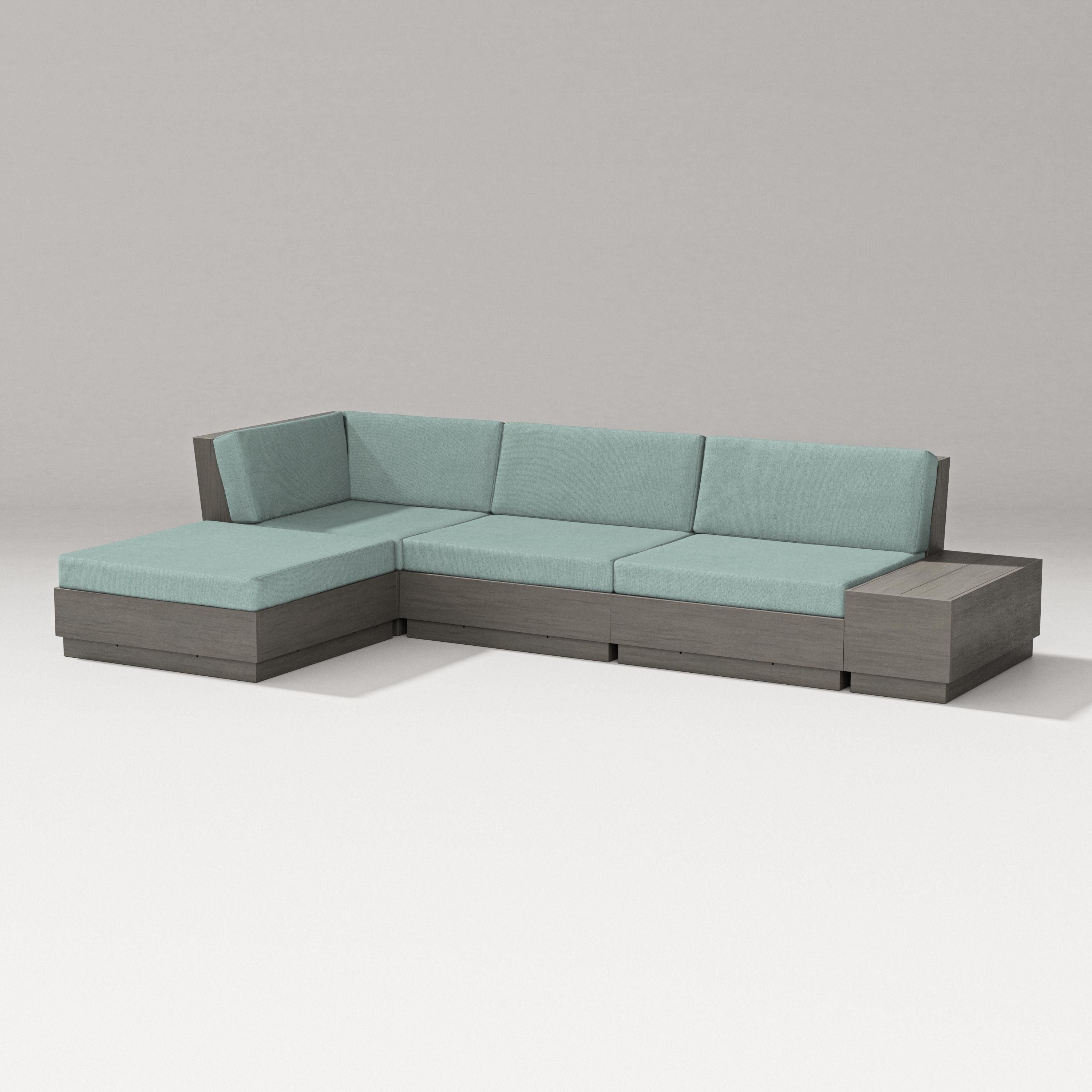 PW Designer Series Elevate Chaise Sectional in Driftwood / Glacier Spa