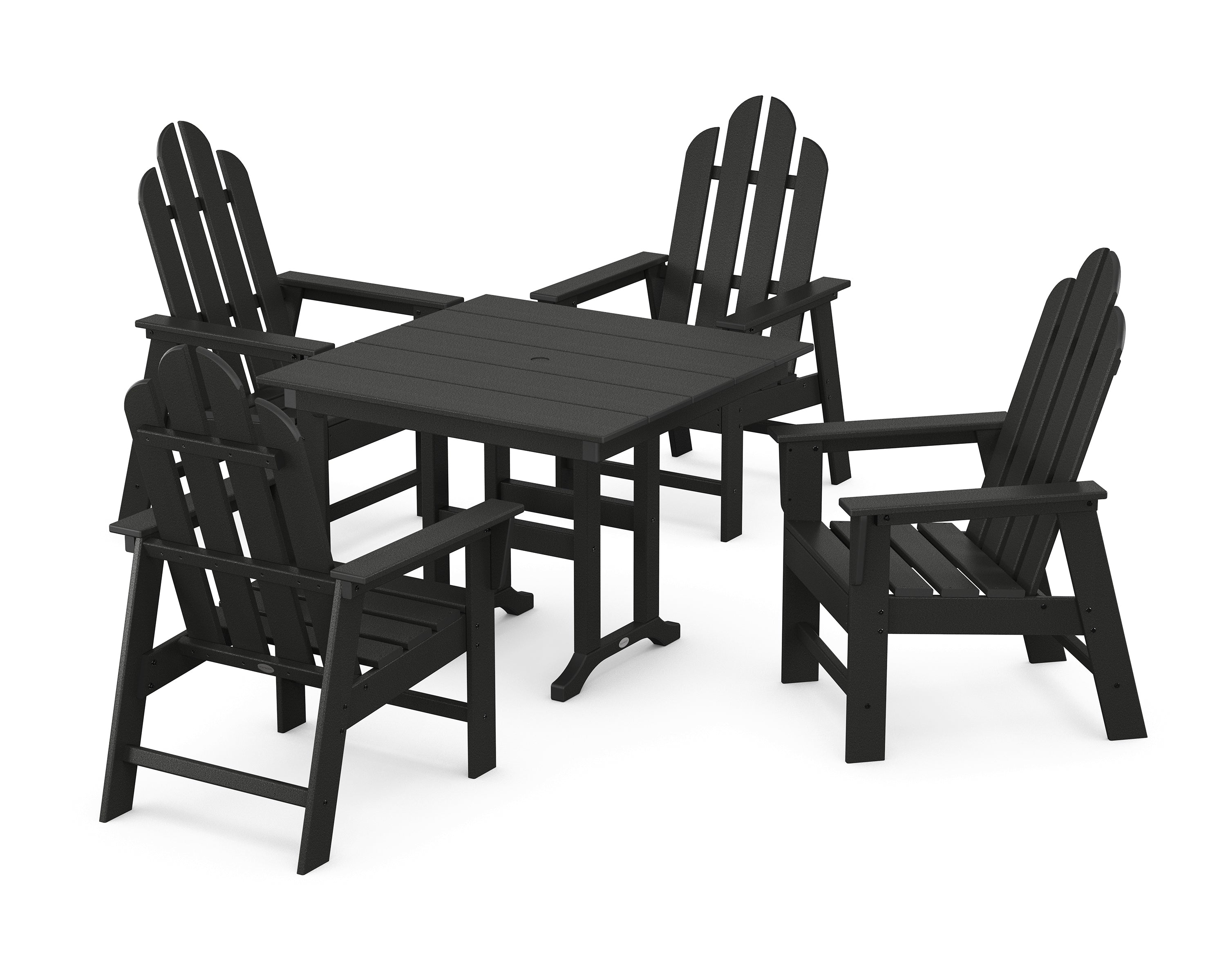 POLYWOOD® Long Island 5-Piece Farmhouse Dining Set in Black