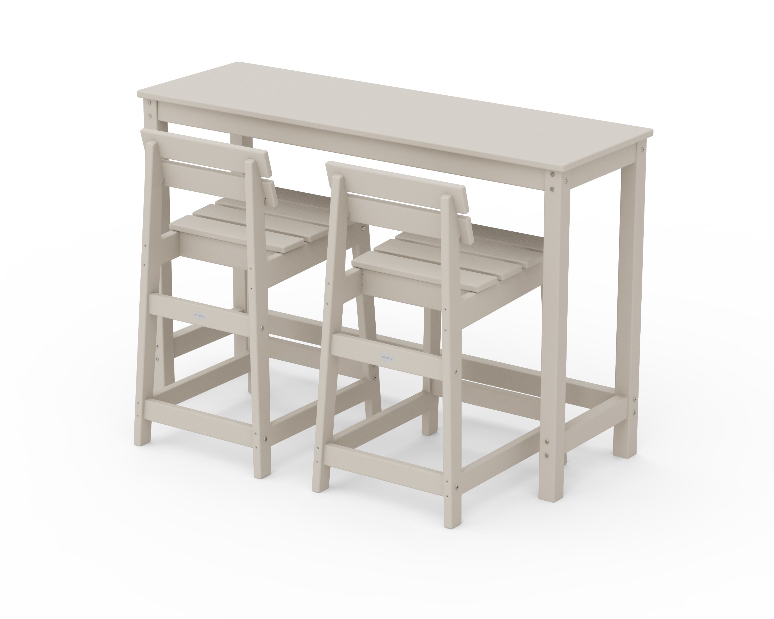 POLYWOOD Modern Studio Plaza Lowback Counter Chair 3-Piece Balcony Set in Sand
