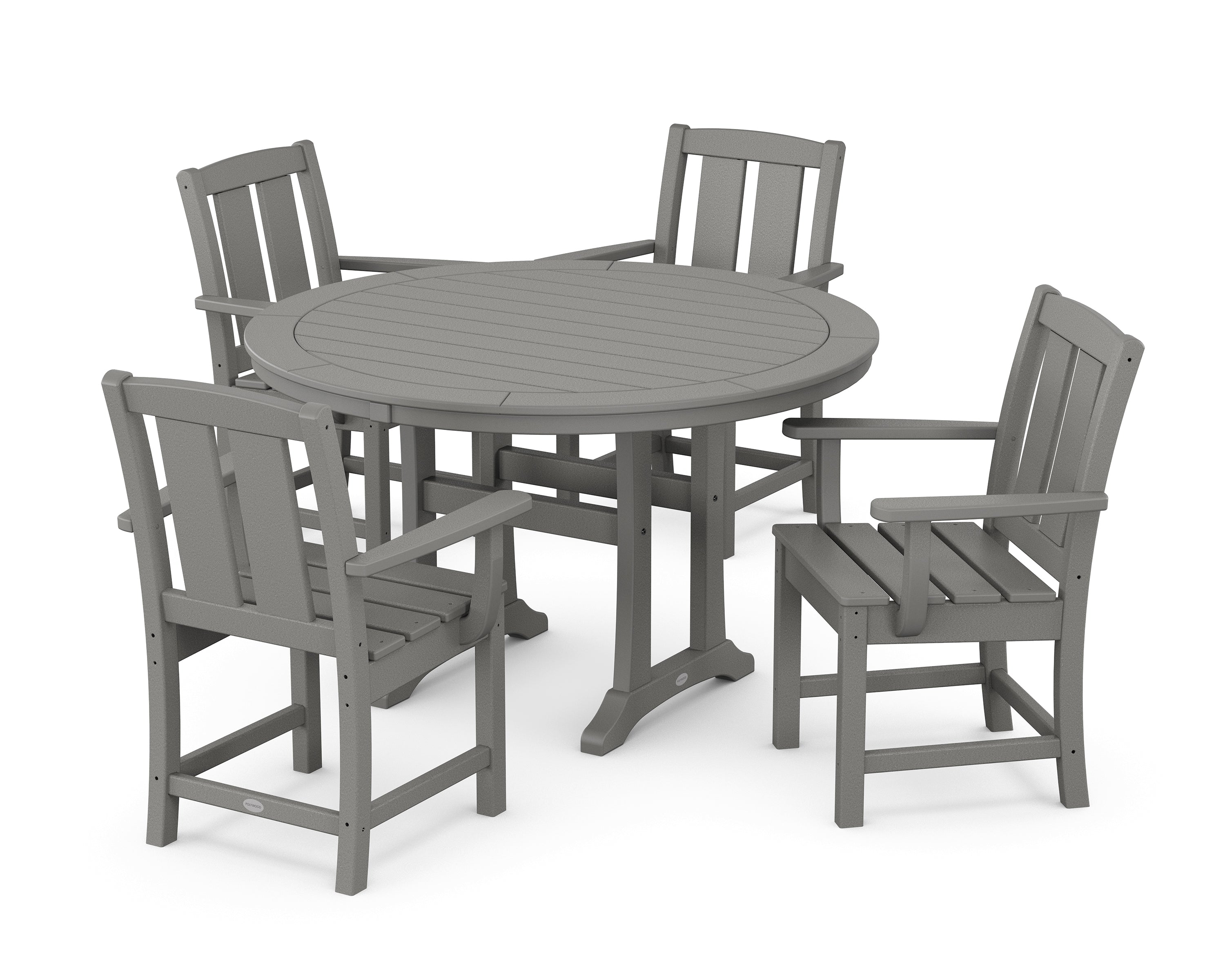 POLYWOOD® Mission 5-Piece Round Dining Set with Trestle Legs in Slate Grey