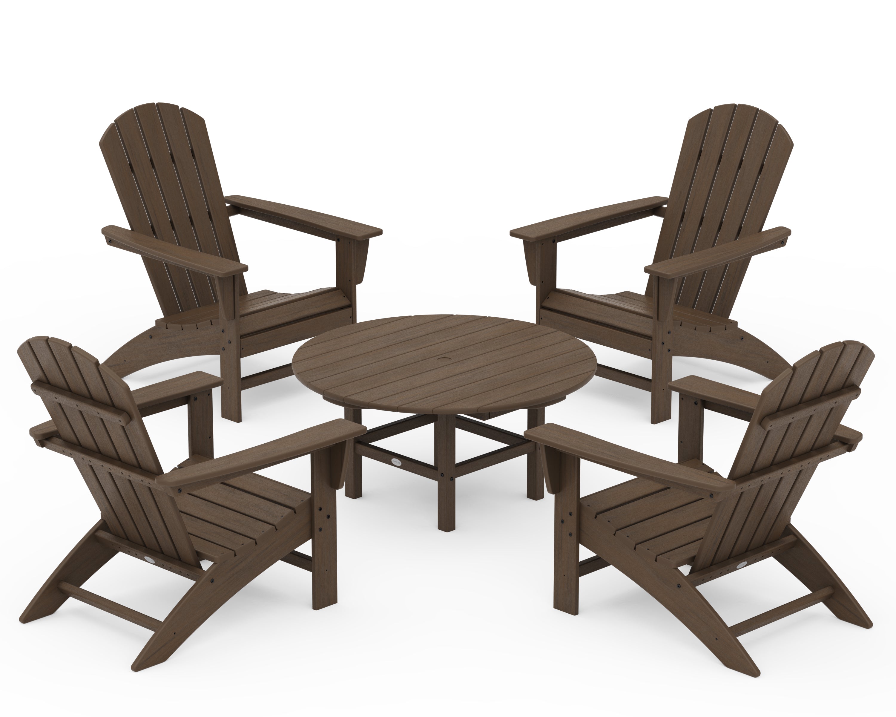POLYWOOD Nautical 5-Piece Adirondack Chair Conversation Set in Kona