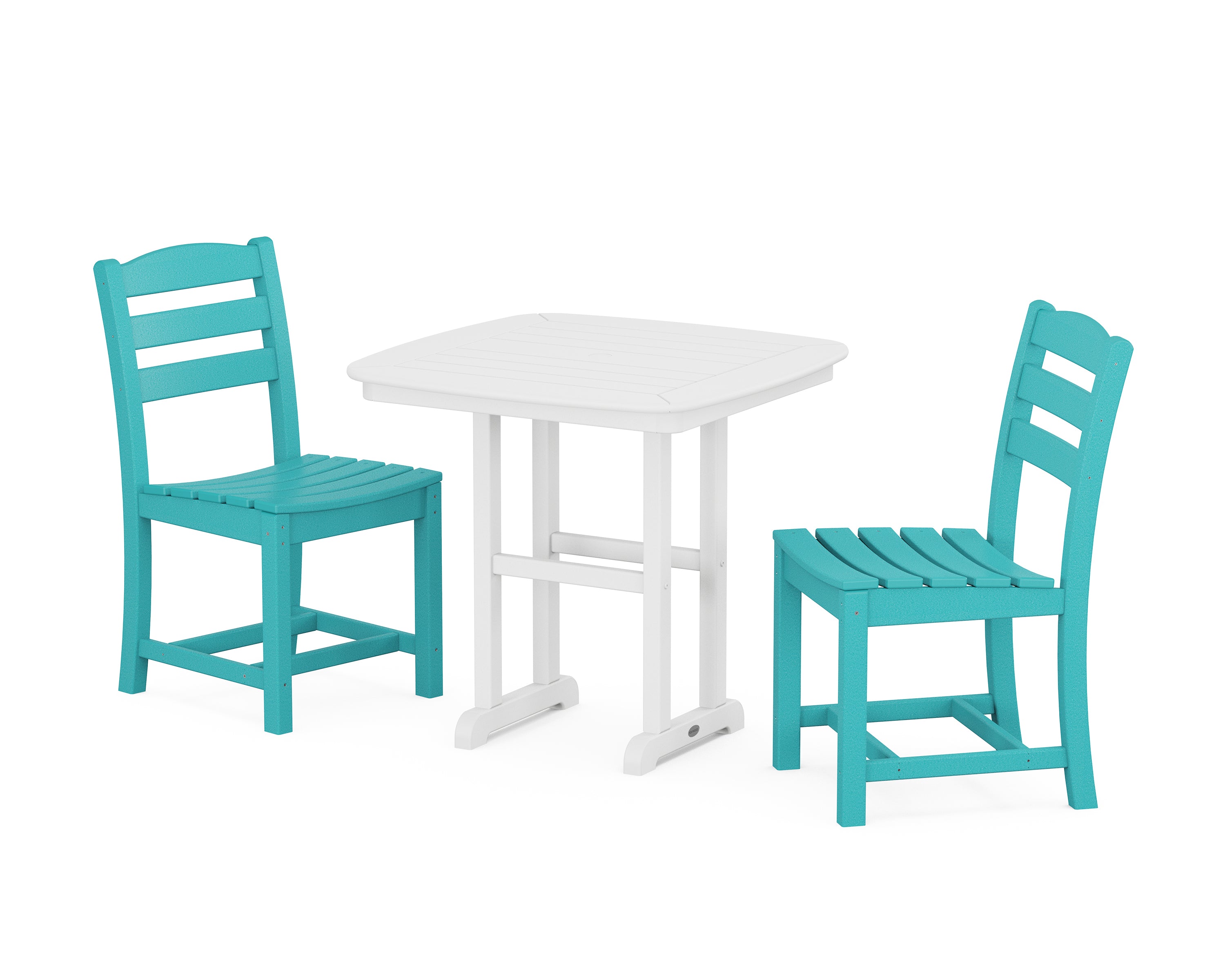 POLYWOOD La Casa Café Side Chair 3-Piece Dining Set in Aruba / White