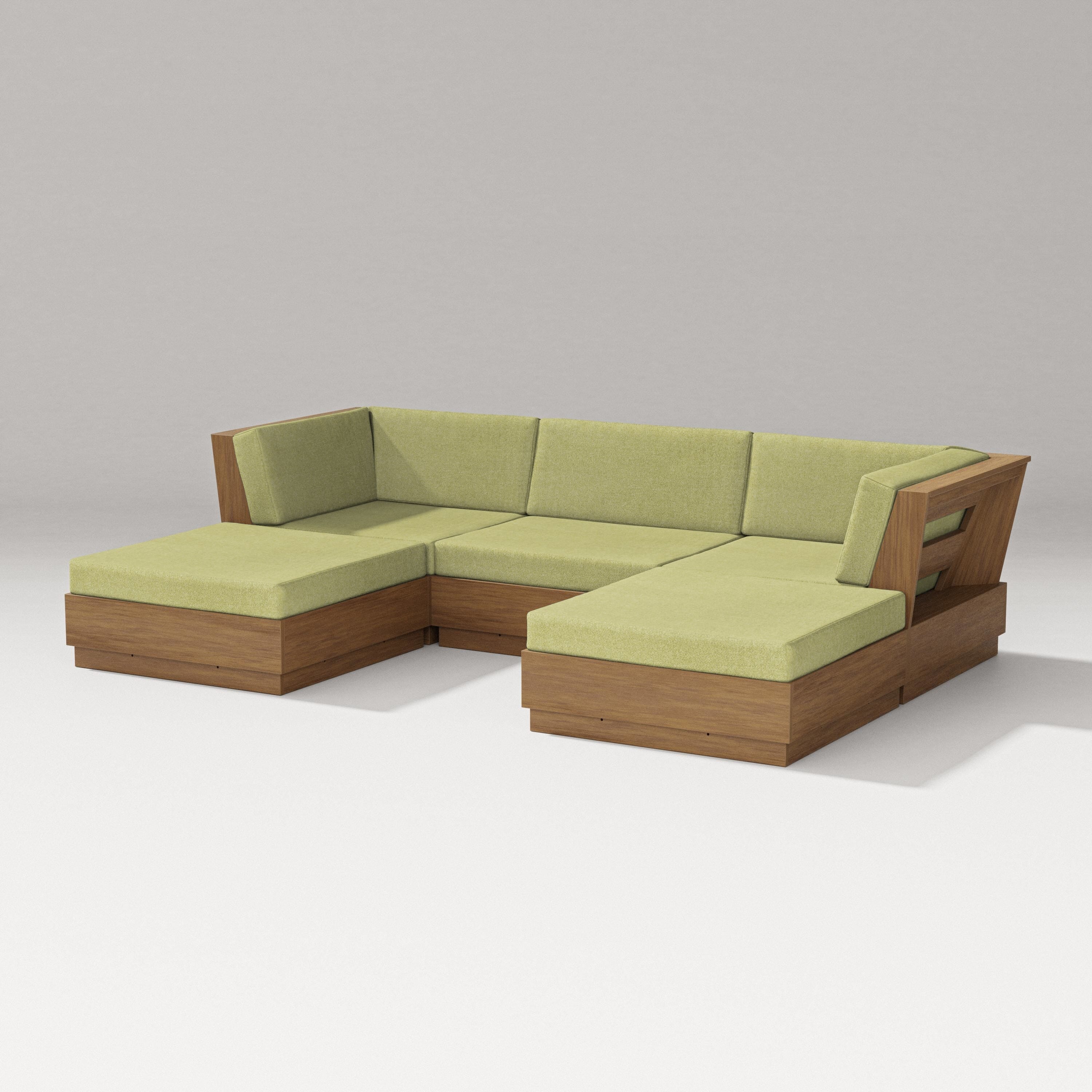 PW Designer Series Elevate Double Chaise Sectional in Natural / Chartreuse Boucle