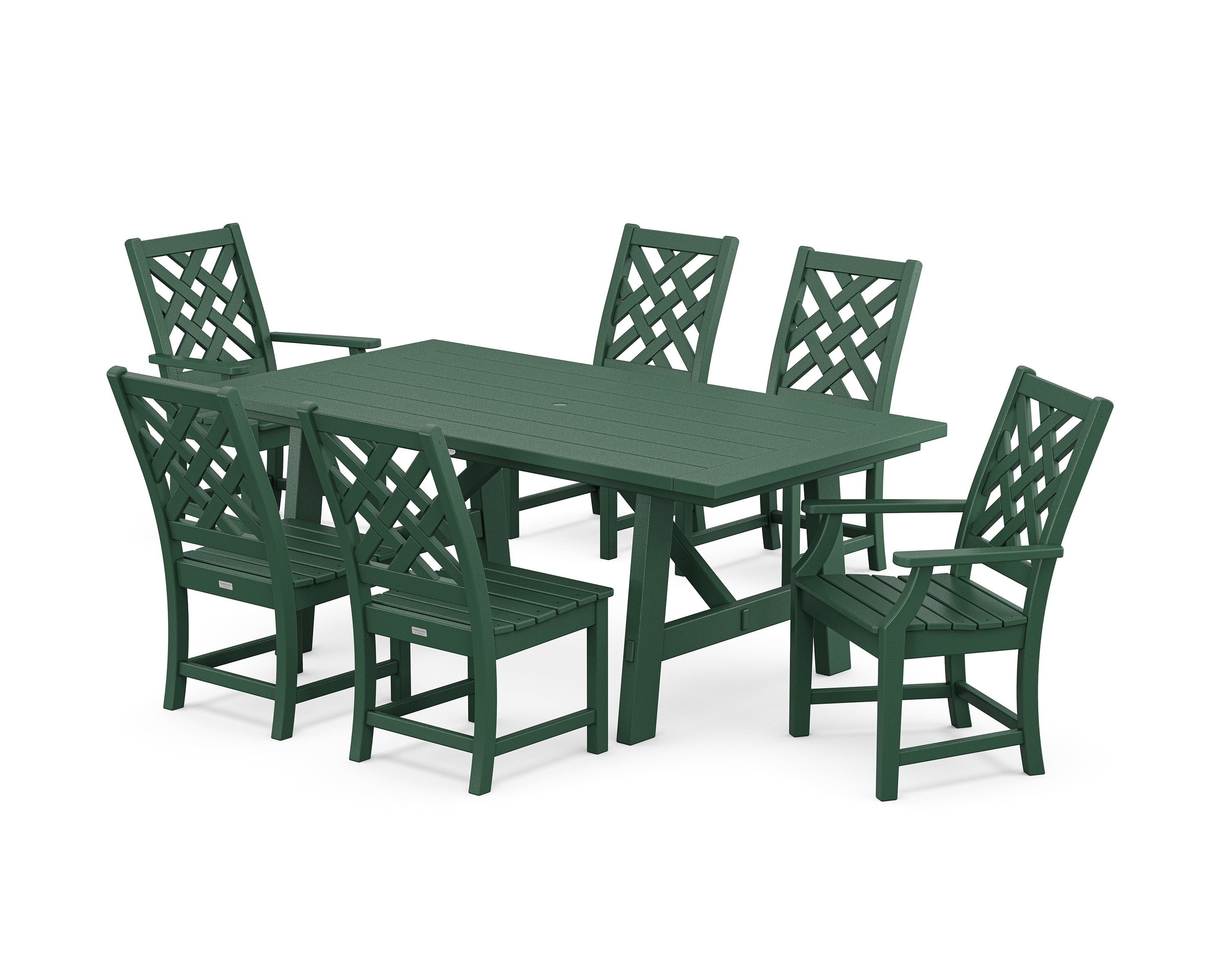 POLYWOOD Wovendale 7-Piece Rustic Farmhouse Dining Set in Green