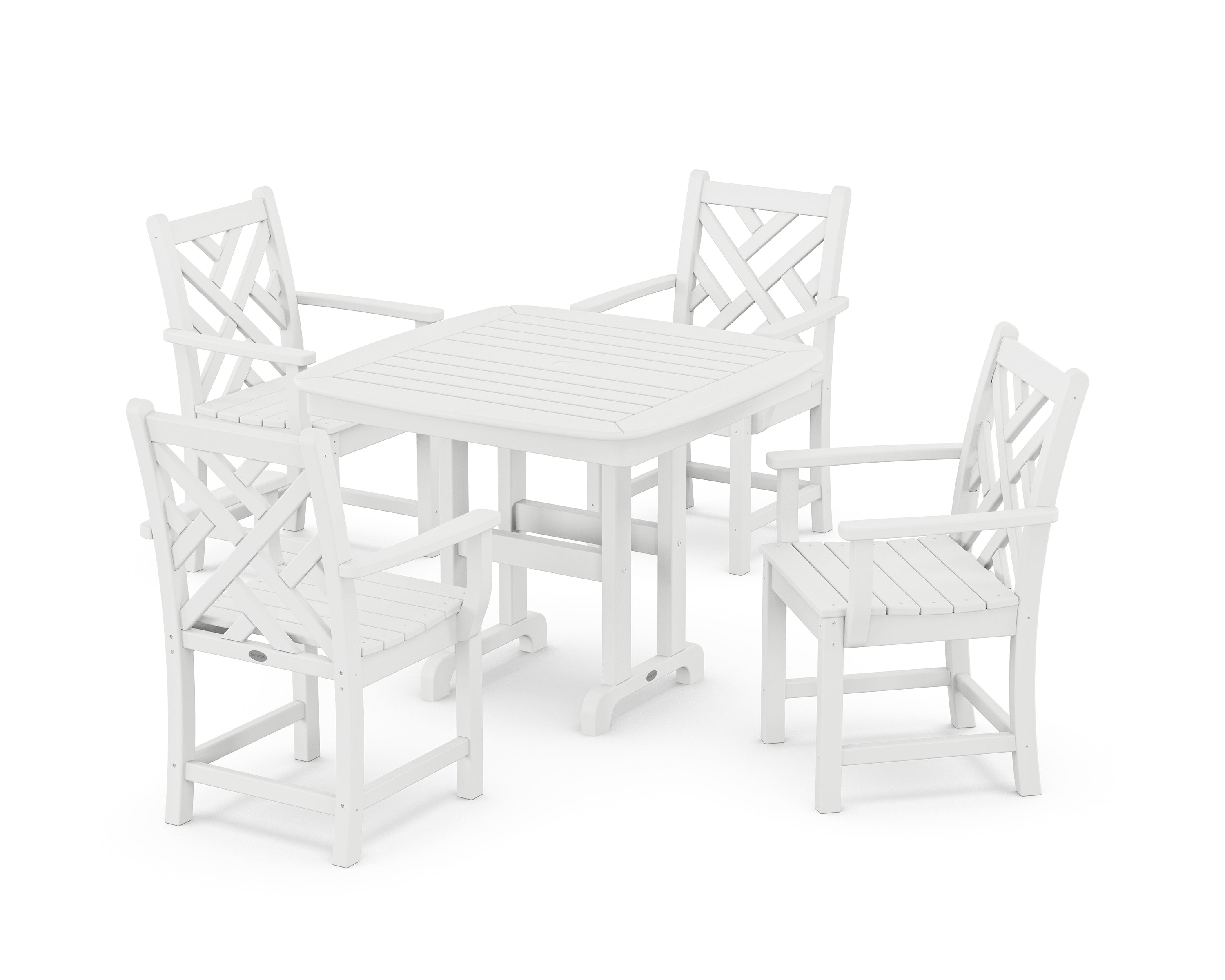 POLYWOOD® Chippendale 5-Piece Dining Set in White