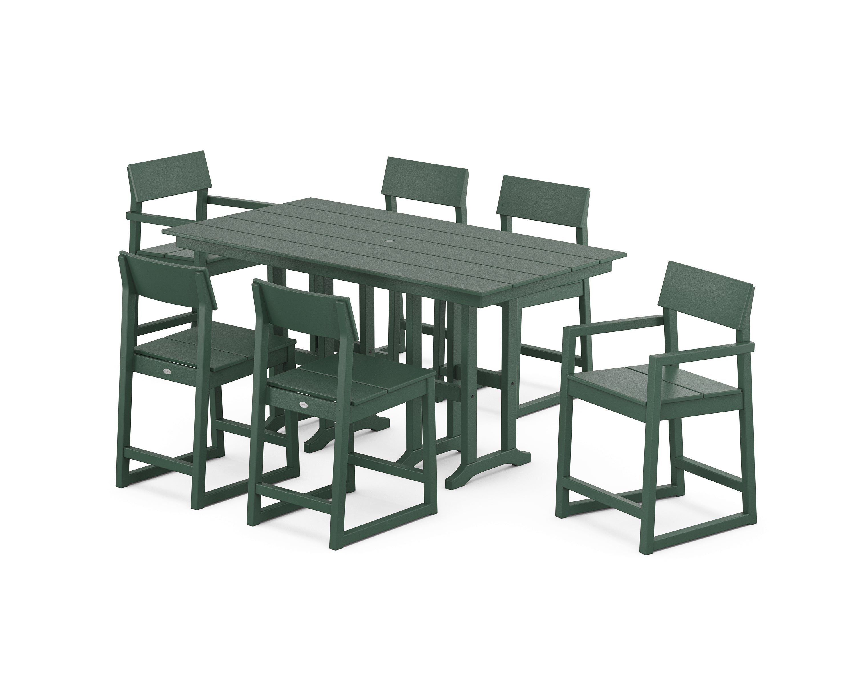POLYWOOD EDGE 7-Piece Farmhouse Counter Set in Green