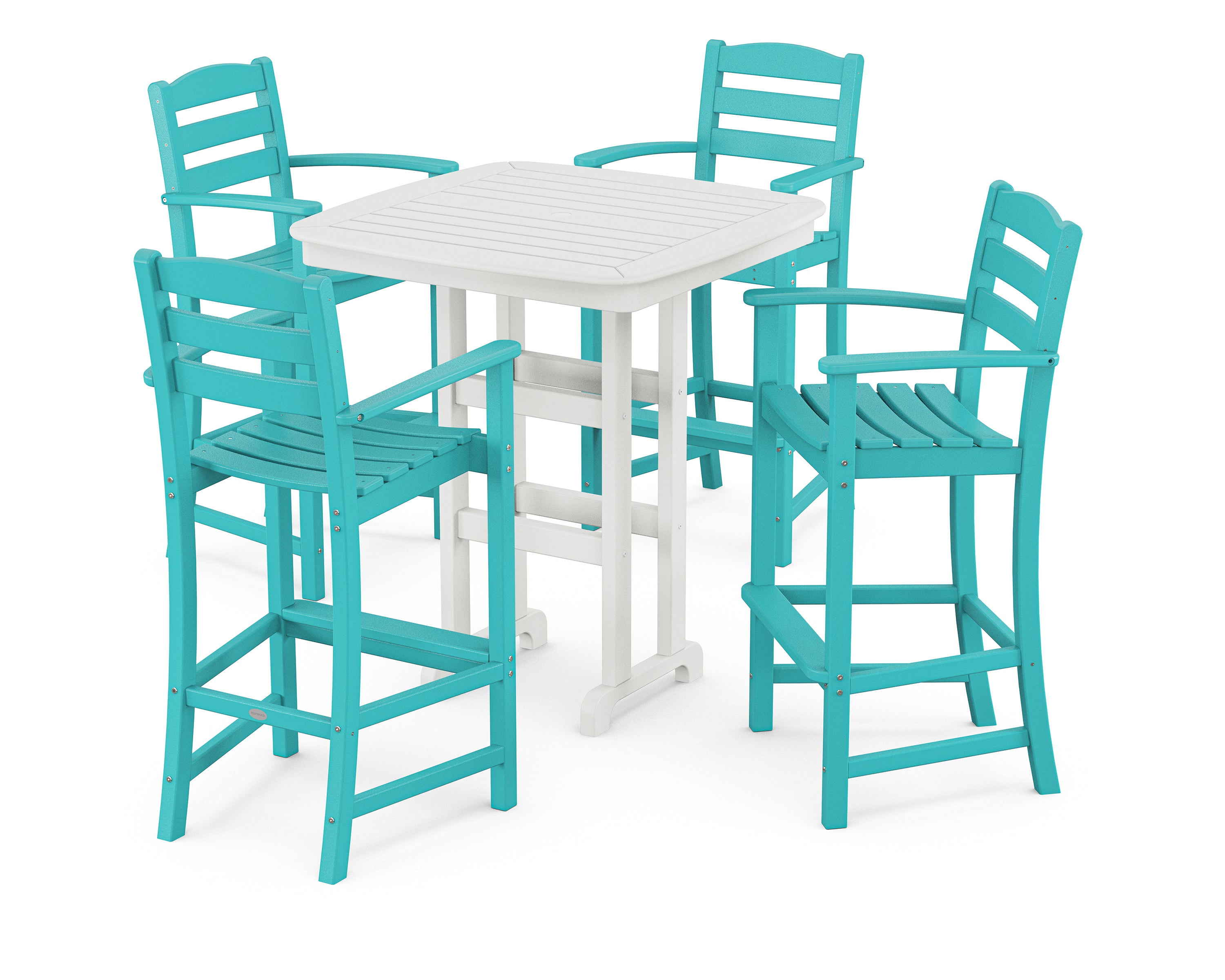 POLYWOOD La Casa Café 5-Piece Bar Set in Aruba / White