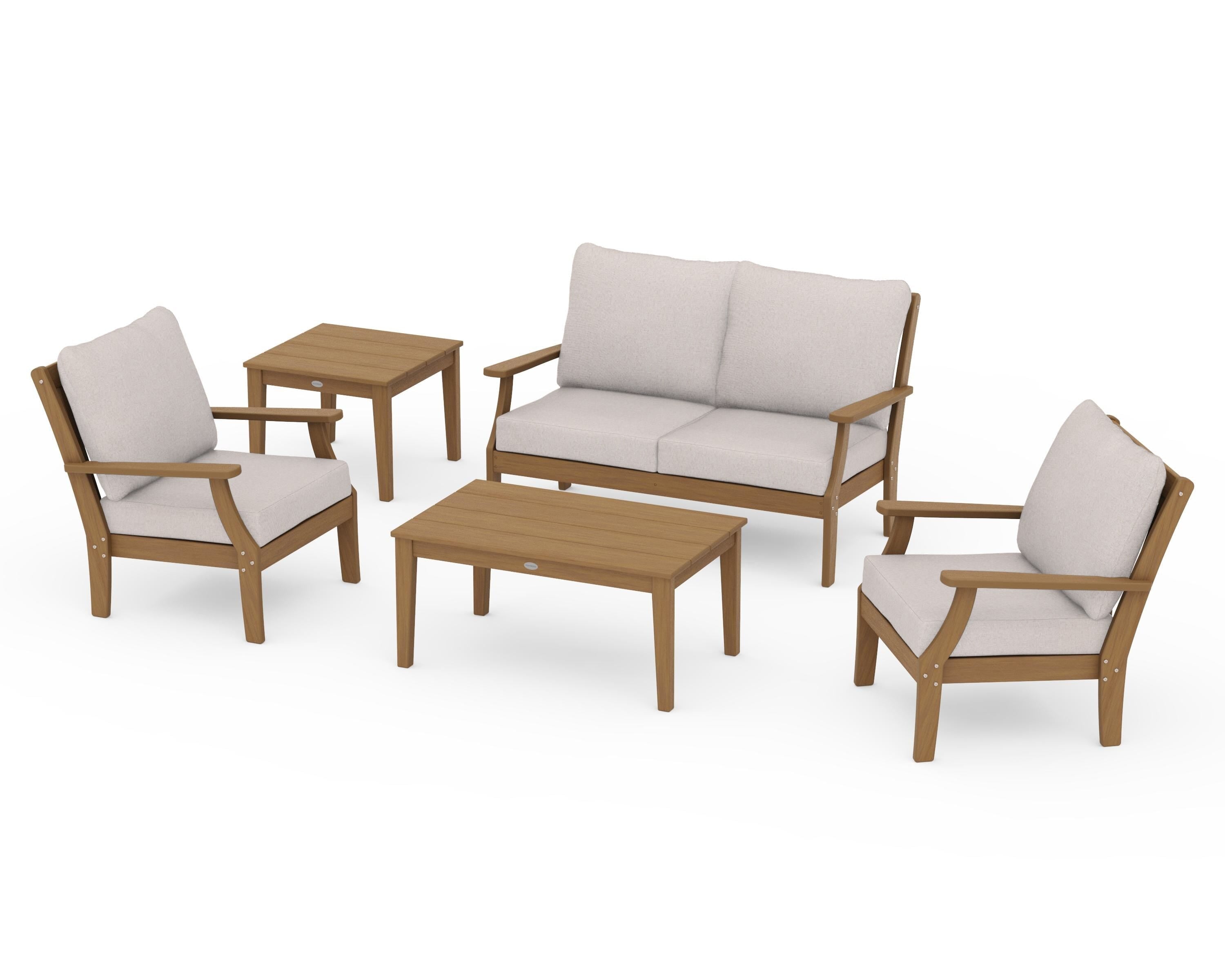 POLYWOOD Braxton 5-Piece Deep Seating Set in Natural / Dune Burlap