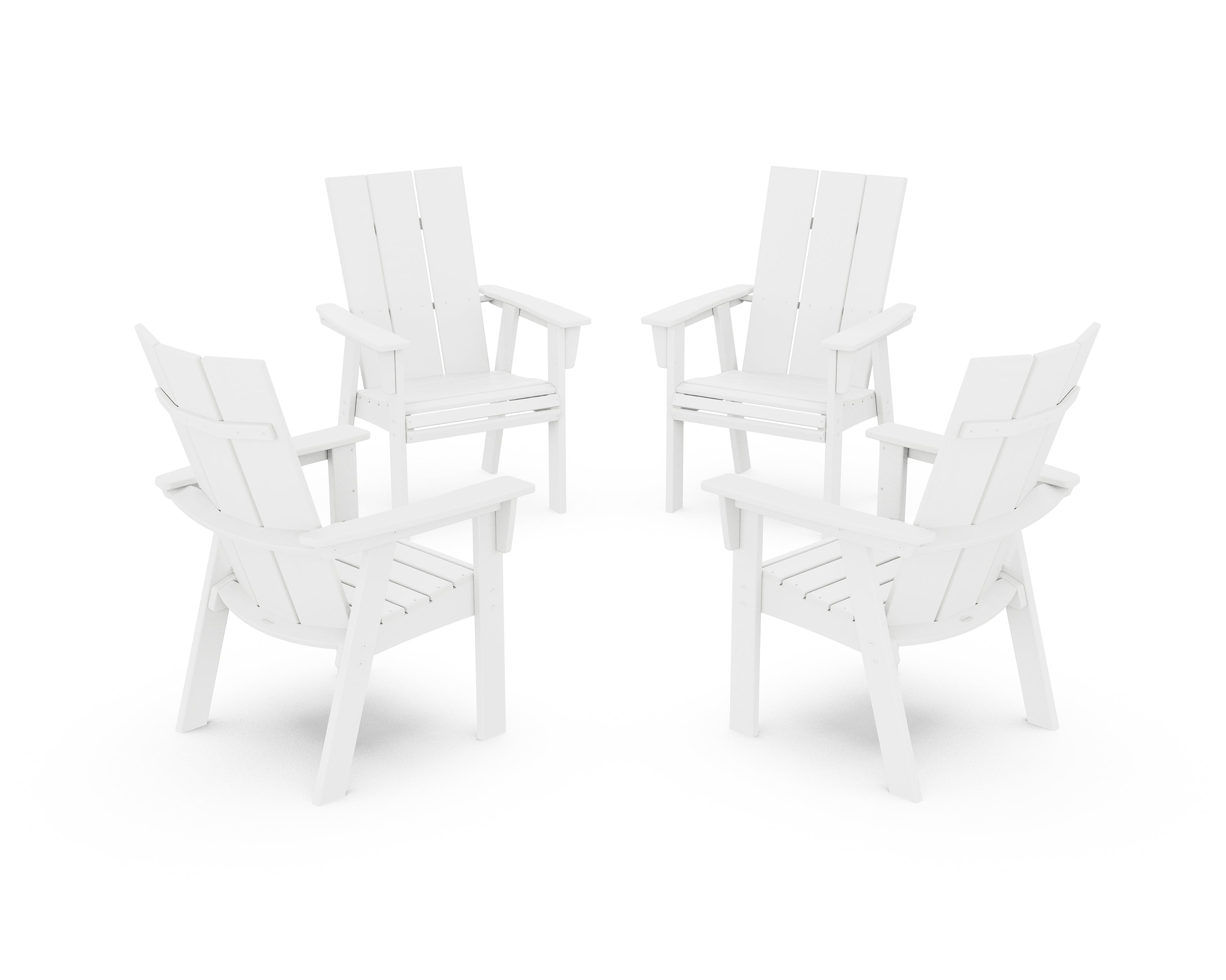 POLYWOOD Modern 4-Piece Curveback Upright Adirondack Conversation Set in White