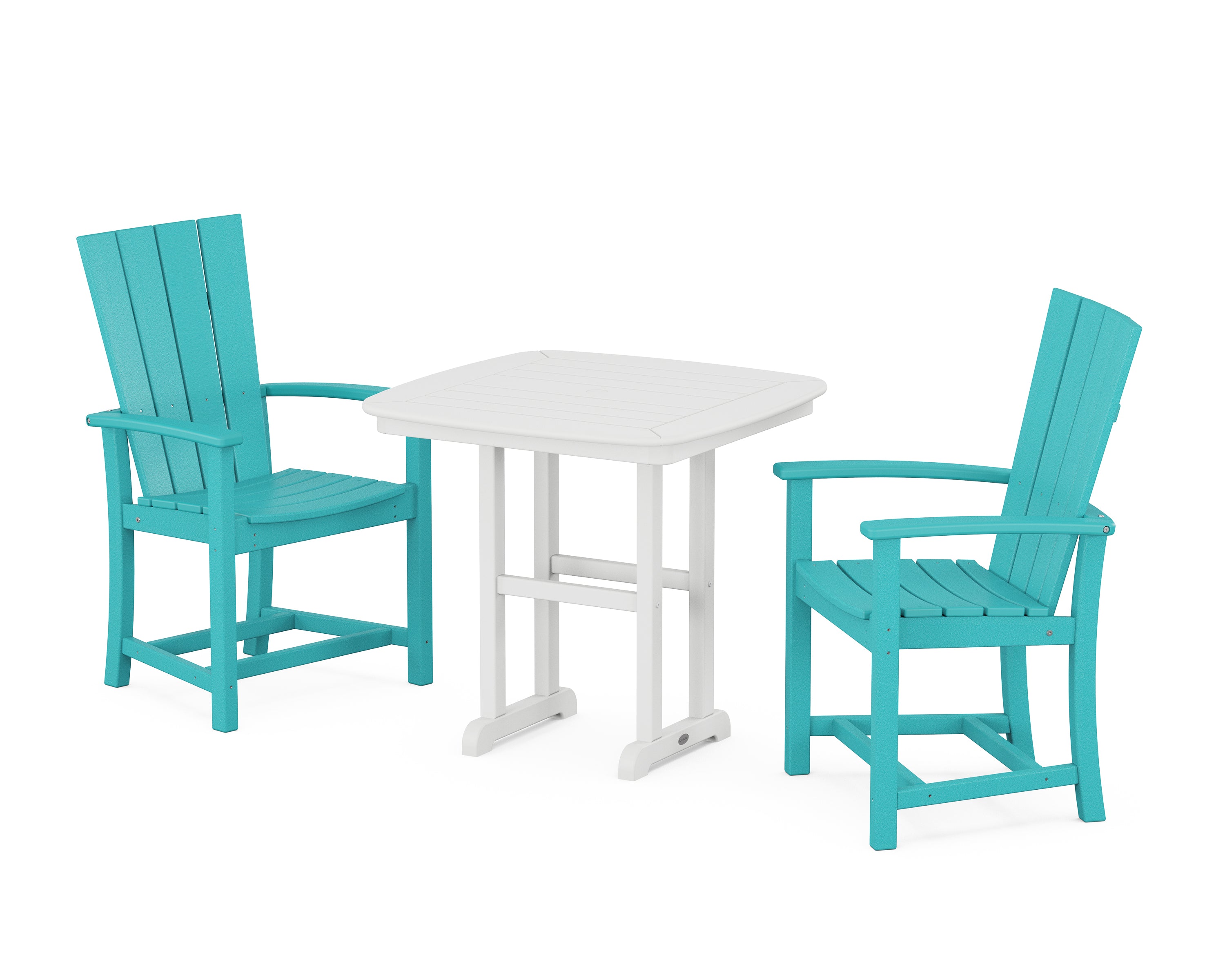POLYWOOD Quattro 3-Piece Dining Set in Aruba / White