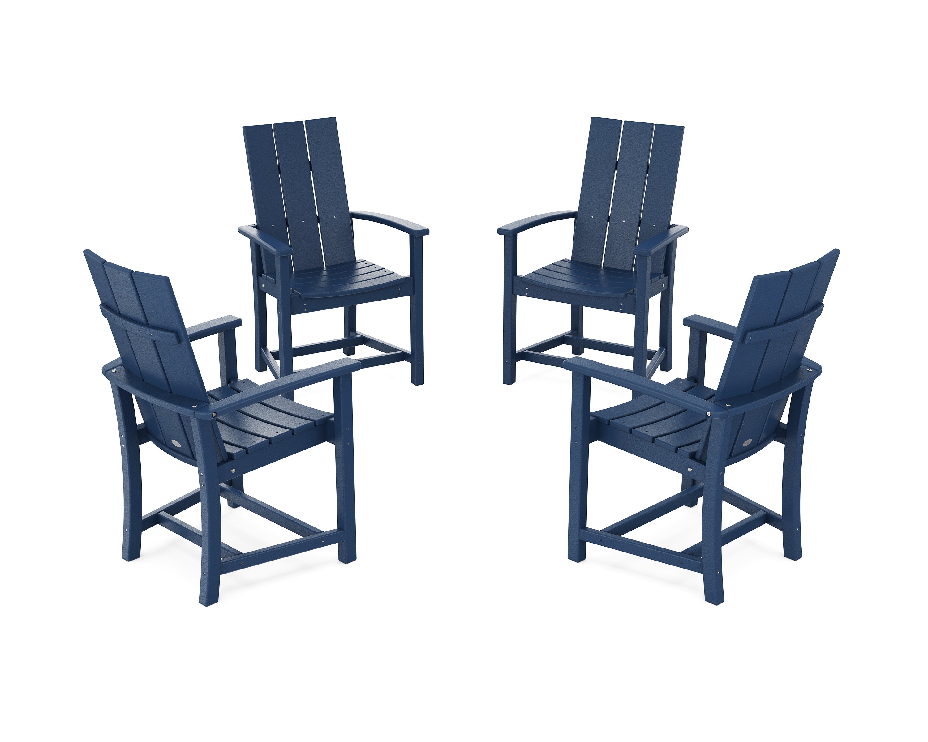 POLYWOOD Modern 4-Piece Upright Adirondack Conversation Set in Navy