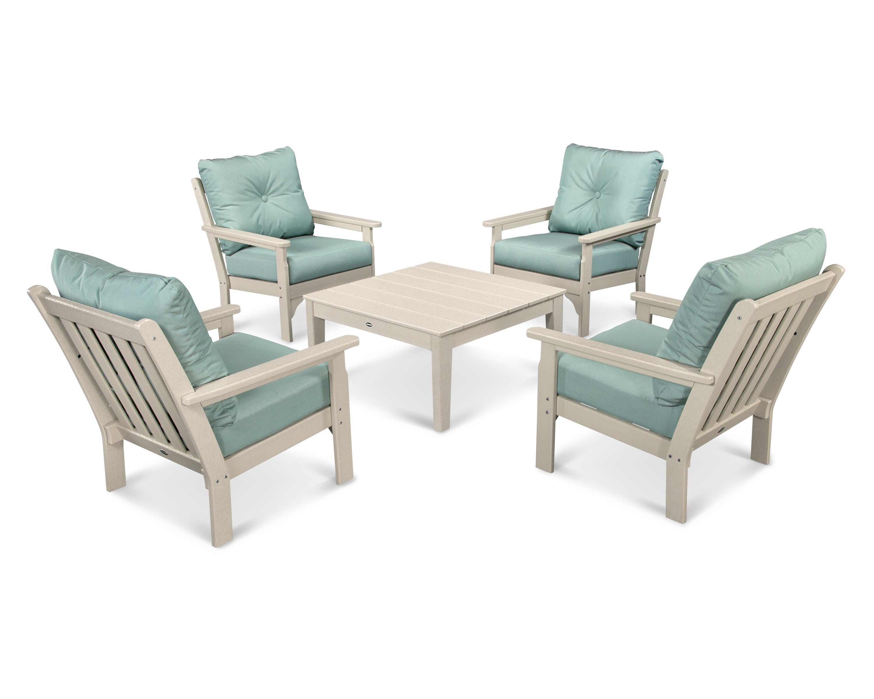POLYWOOD Vineyard 5-Piece Deep Seating Conversation Set in Sand / Spa