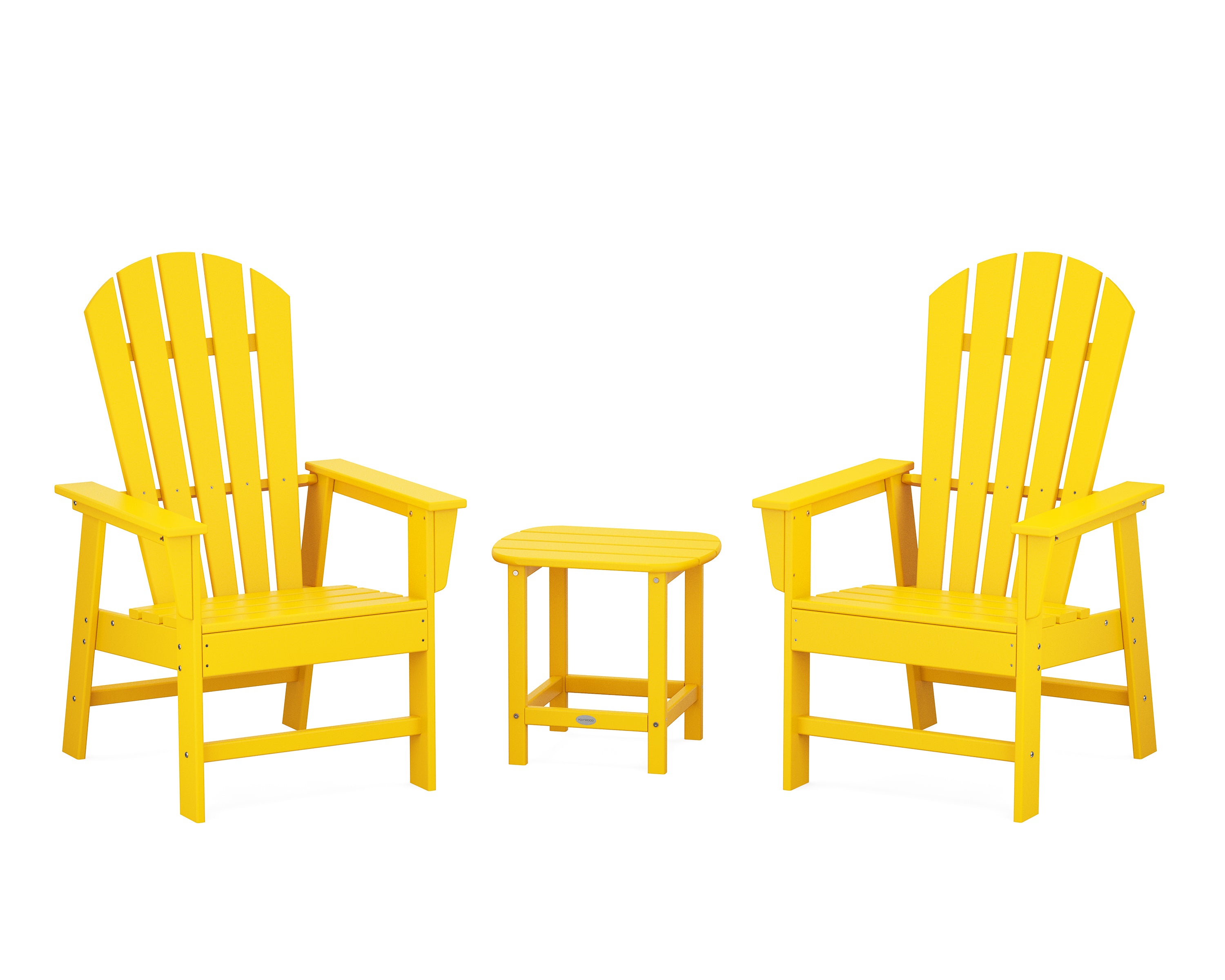POLYWOOD South Beach Casual Chair 3-Piece Set with 18" South Beach Side Table in Lemon