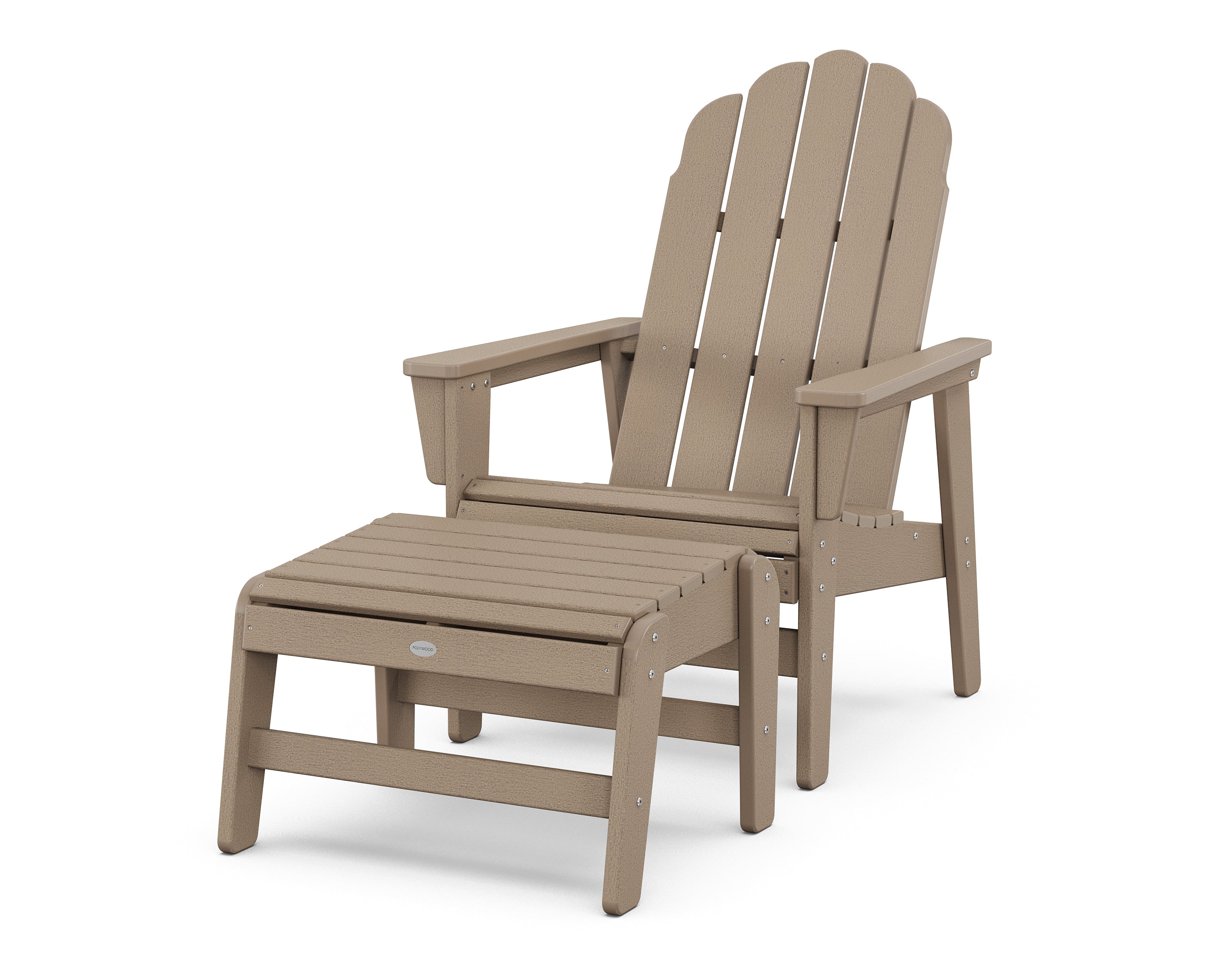 POLYWOOD® Vineyard Grand Upright Adirondack Chair with Ottoman in Vintage Sahara