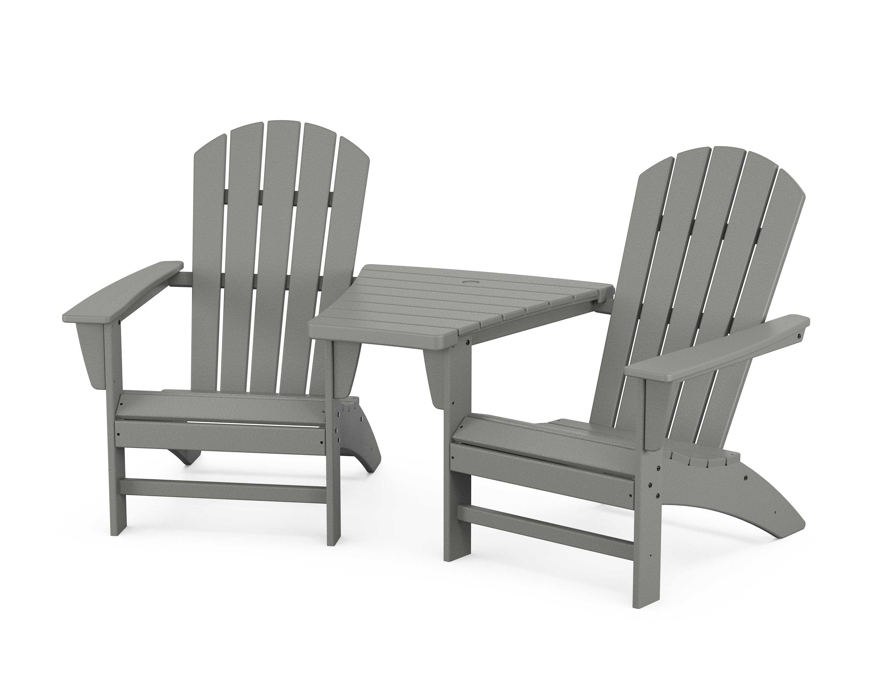 POLYWOOD® Nautical 3-Piece Adirondack Set with Angled Connecting Table in Slate Grey