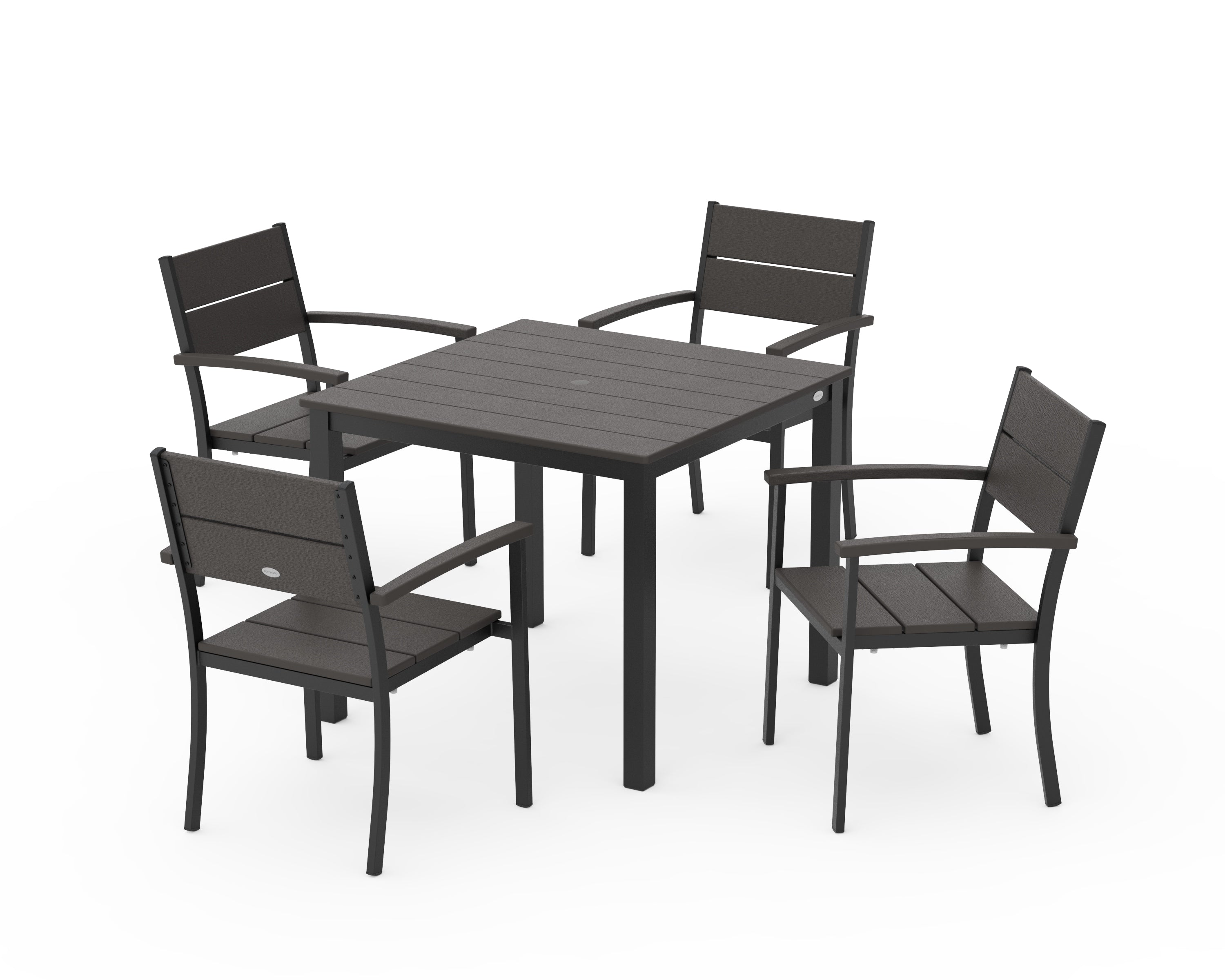 POLYWOOD Main Street 5-Piece Dining Set in Black / Vintage Coffee