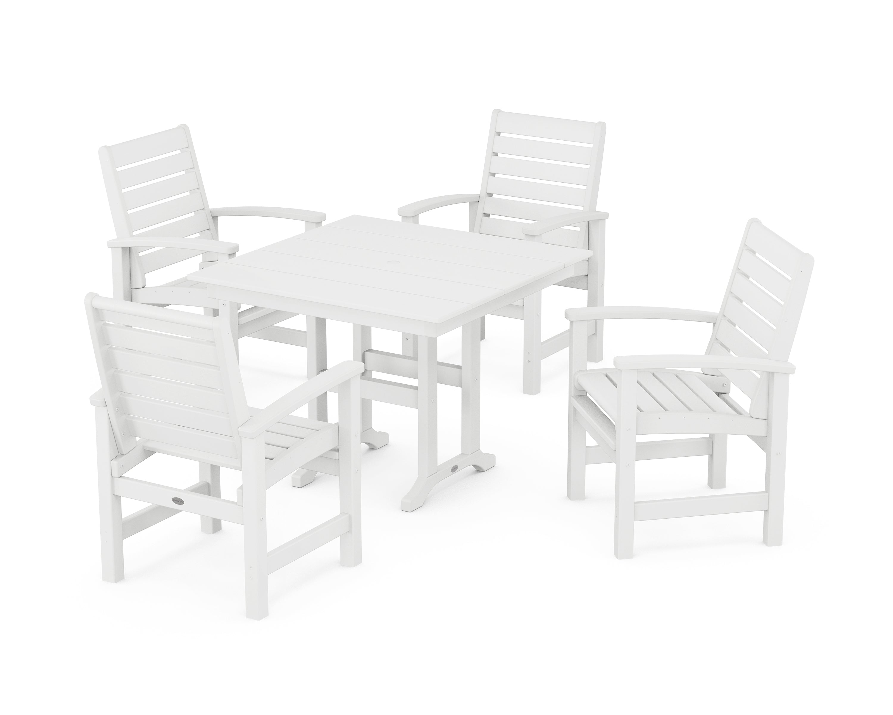 POLYWOOD® Signature 5-Piece Farmhouse Dining Set in White