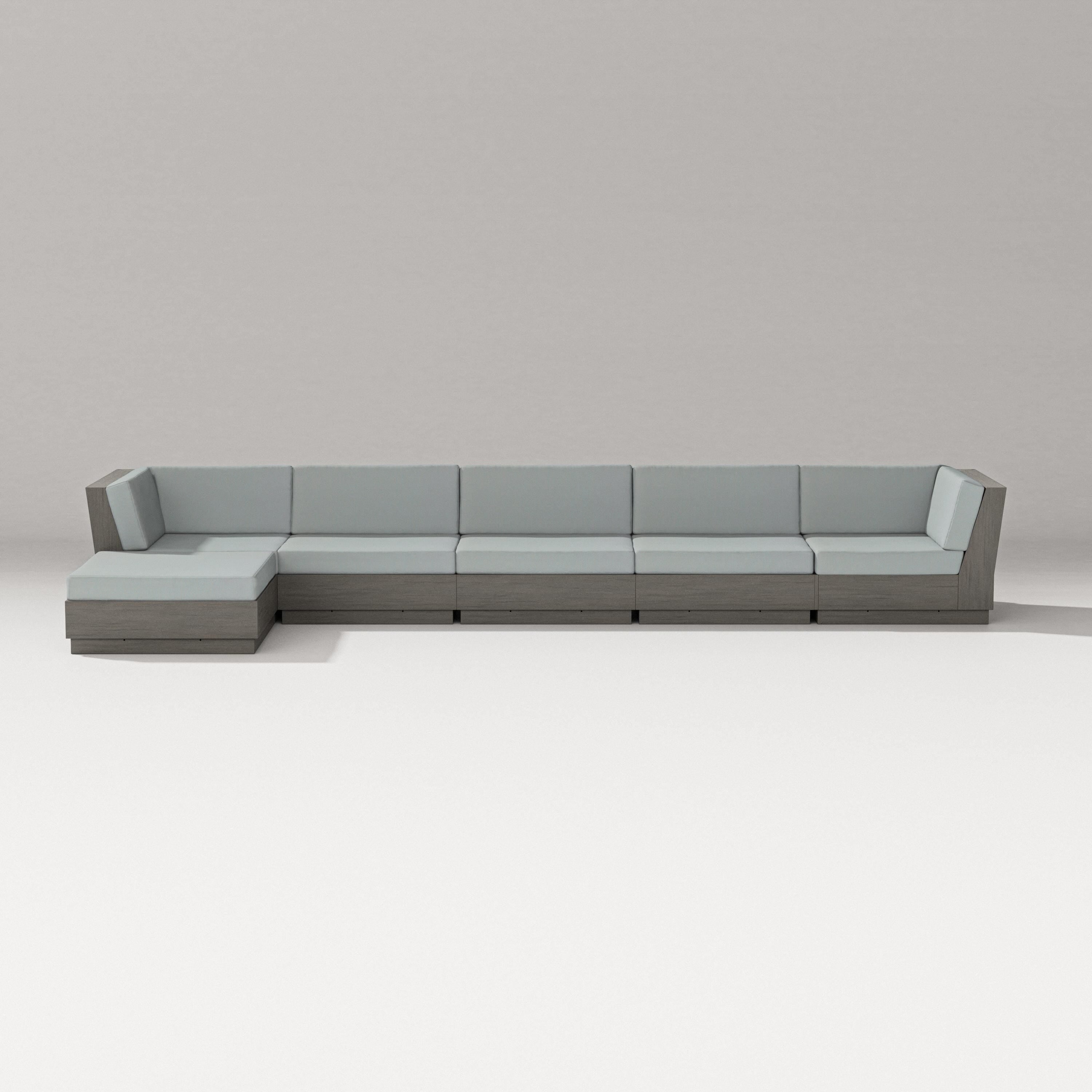 PW Designer Series Elevate 6-Piece Chaise Sectional in Driftwood / Spa