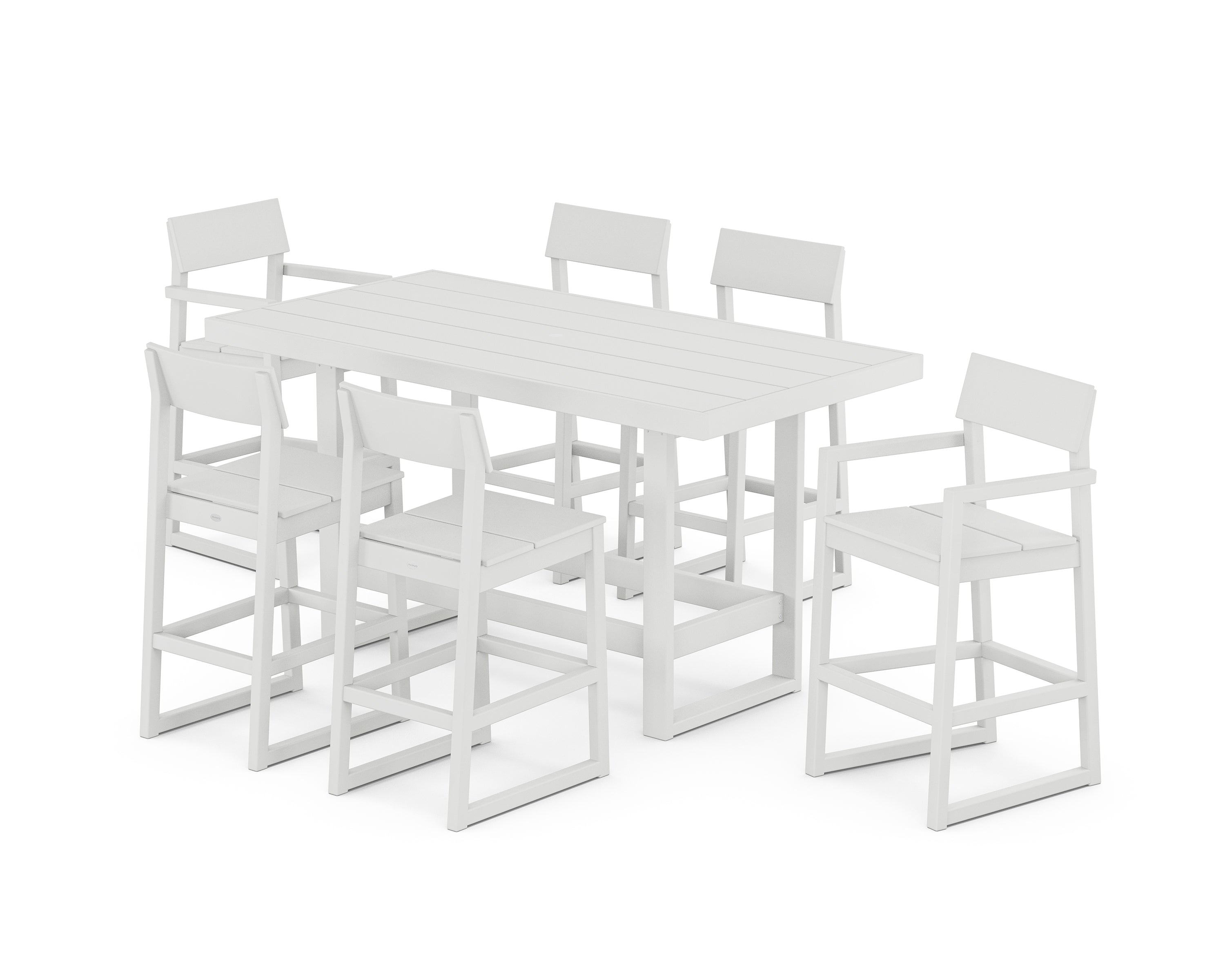 POLYWOOD EDGE 7-Piece Bar Table Set in White