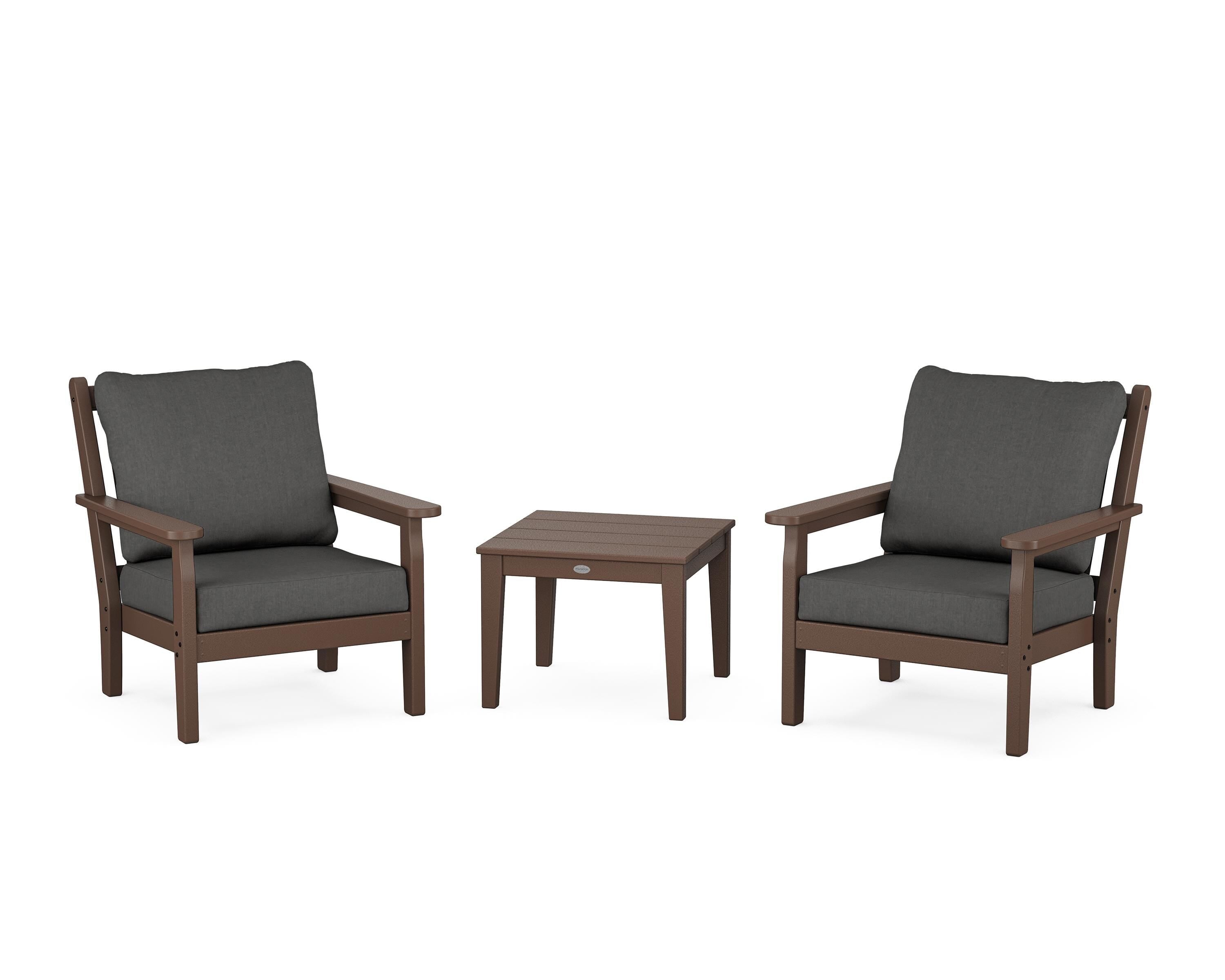 POLYWOOD Chippendale 3-Piece Deep Seating Set in Mahogany / Spectrum Carbon